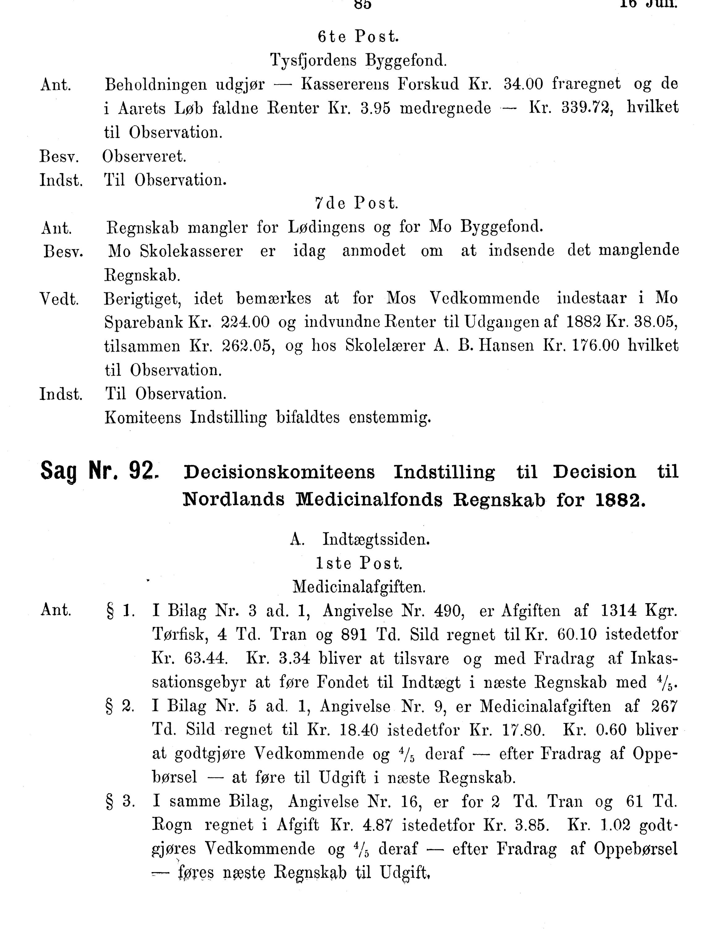 Nordland Fylkeskommune. Fylkestinget, AIN/NFK-17/176/A/Ac/L0014: Fylkestingsforhandlinger 1881-1885, 1881-1885