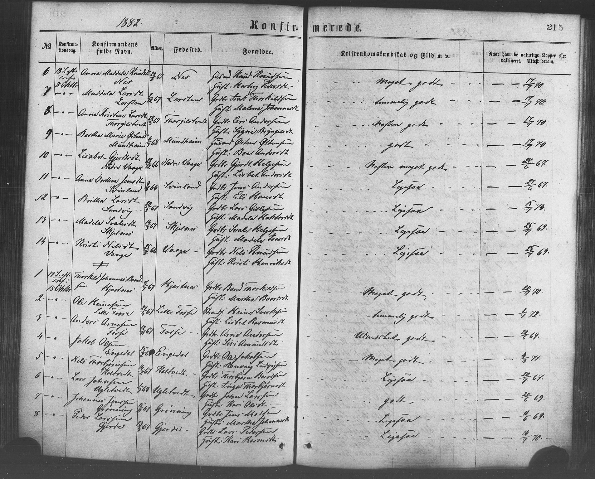 Strandebarm sokneprestembete, AV/SAB-A-78401/H/Haa: Ministerialbok nr. A 9, 1872-1886, s. 215