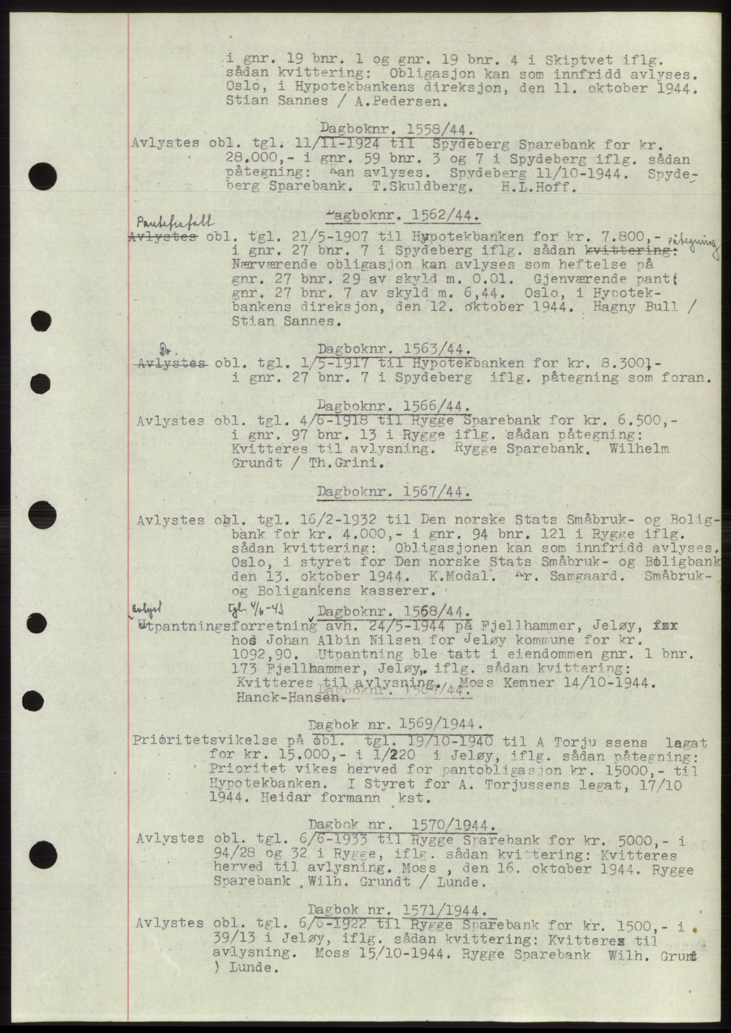 Moss sorenskriveri, SAO/A-10168: Pantebok nr. C10, 1938-1950, Dagboknr: 1558/1944
