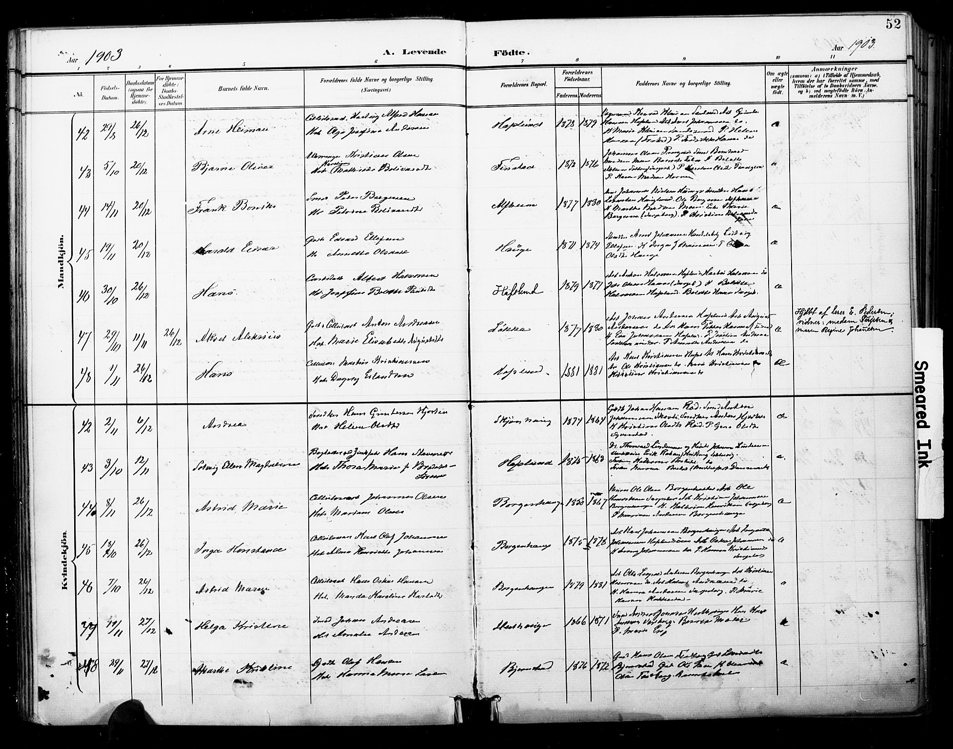 Skjeberg prestekontor Kirkebøker, AV/SAO-A-10923/F/Fa/L0010: Ministerialbok nr. I 10, 1898-1911, s. 52