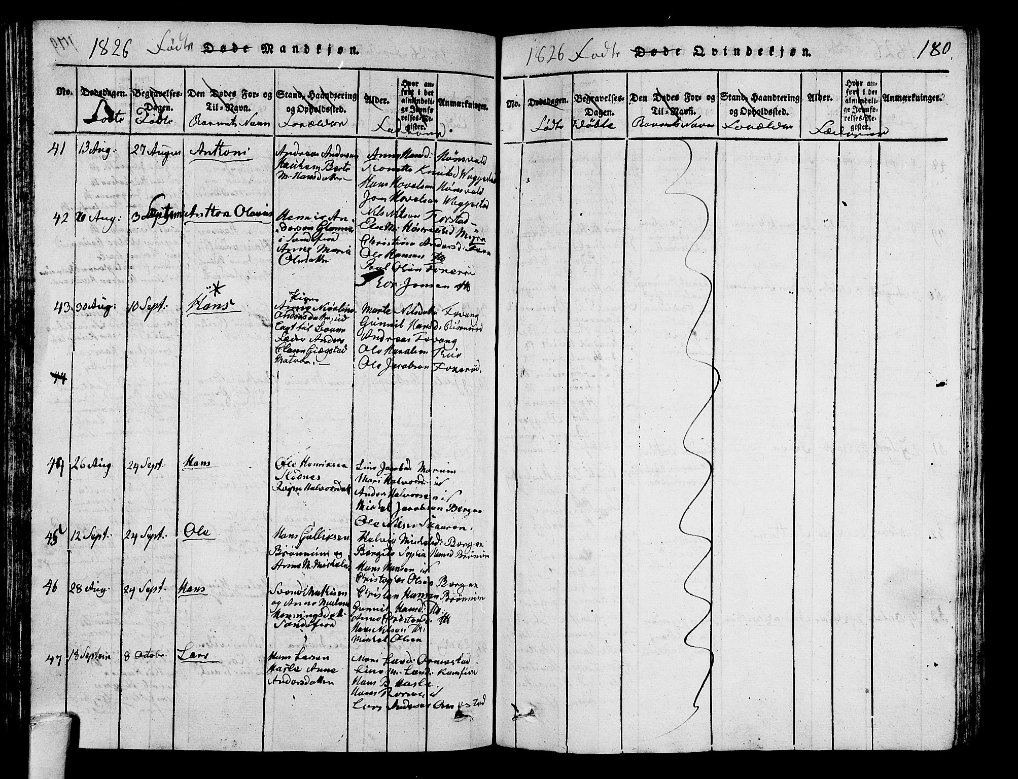 Sandar kirkebøker, AV/SAKO-A-243/G/Ga/L0001: Klokkerbok nr. 1, 1814-1835, s. 180