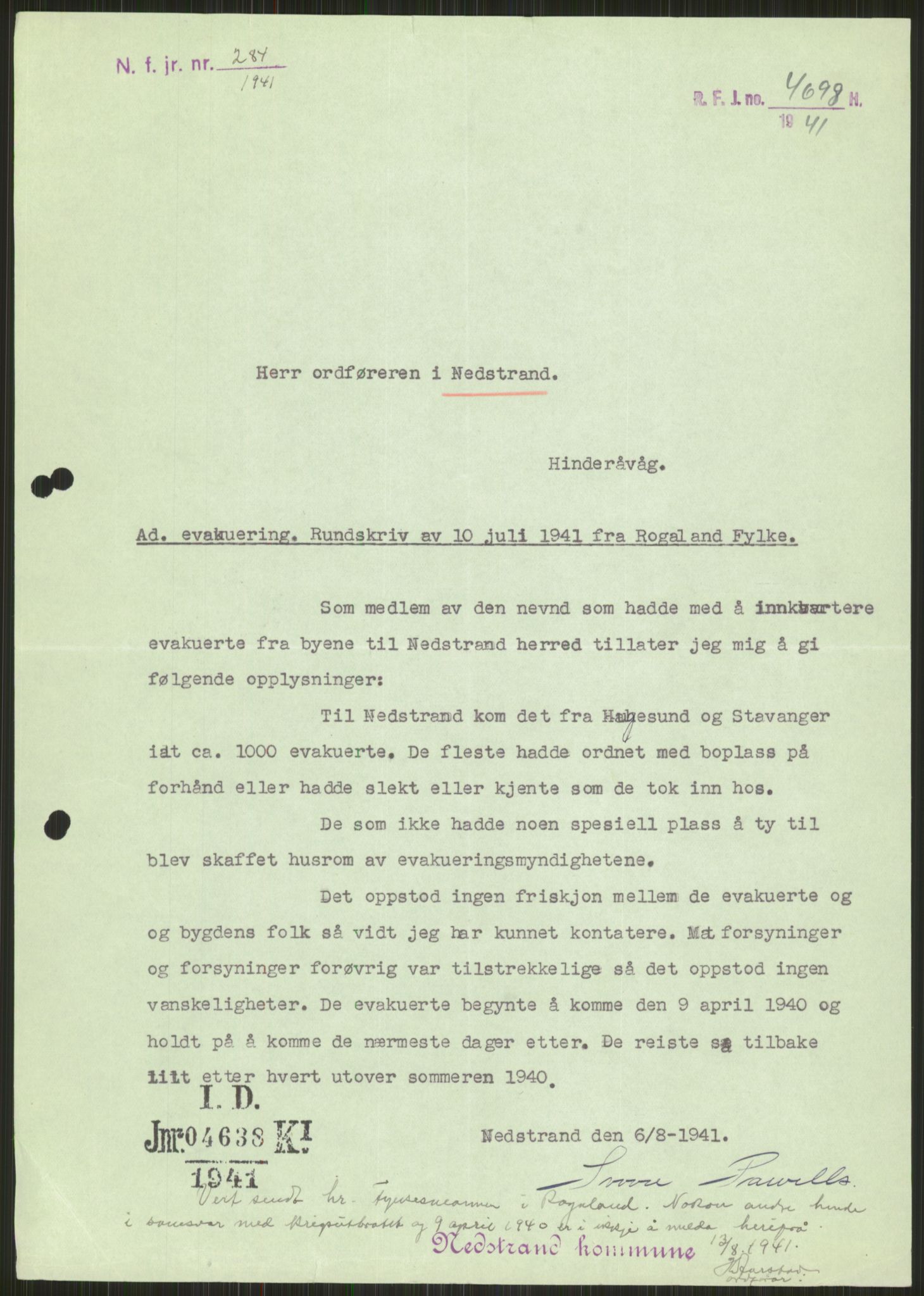 Forsvaret, Forsvarets krigshistoriske avdeling, AV/RA-RAFA-2017/Y/Ya/L0015: II-C-11-31 - Fylkesmenn.  Rapporter om krigsbegivenhetene 1940., 1940, s. 115