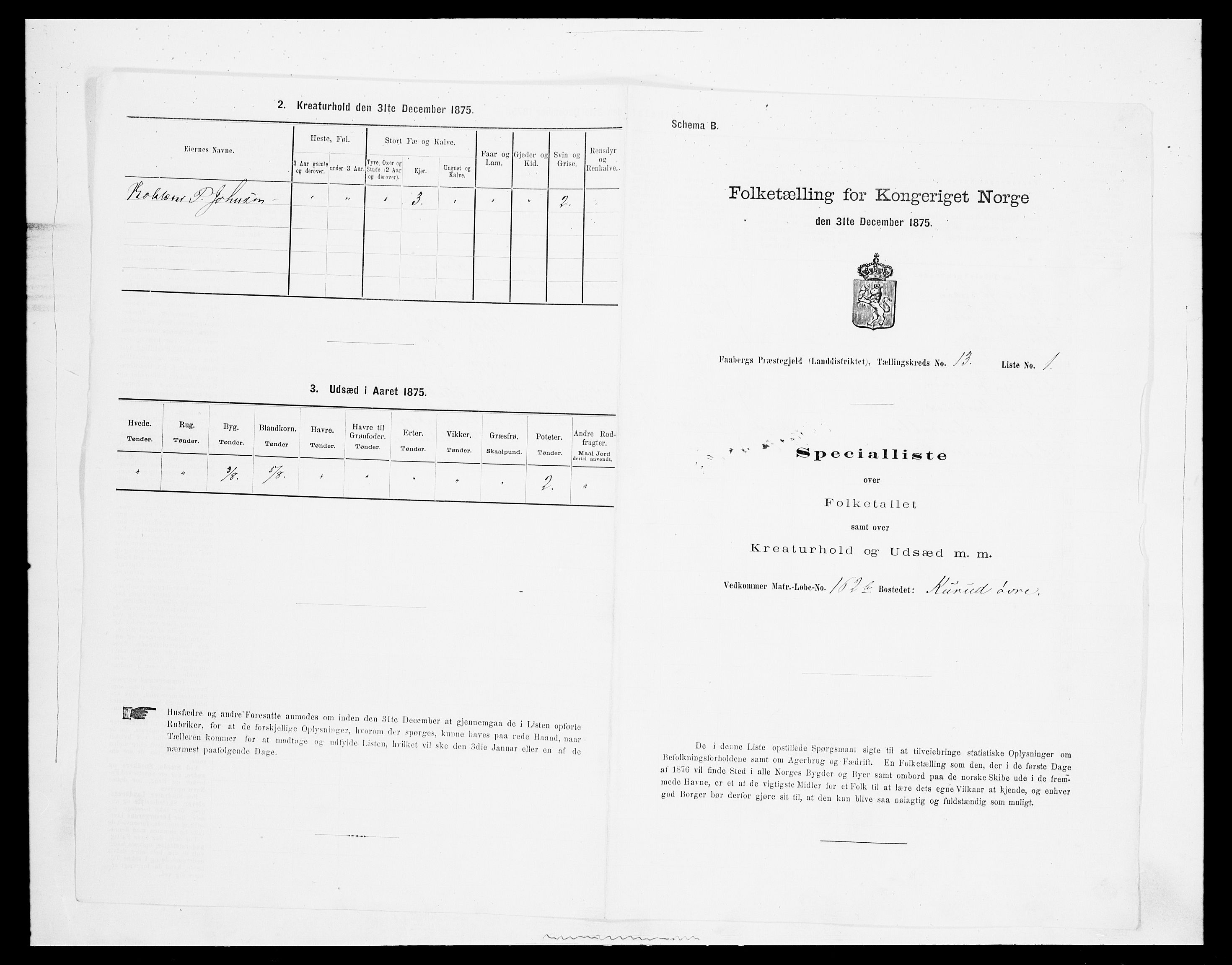 SAH, Folketelling 1875 for 0524L Fåberg prestegjeld, Fåberg sokn og Lillehammer landsokn, 1875, s. 1574