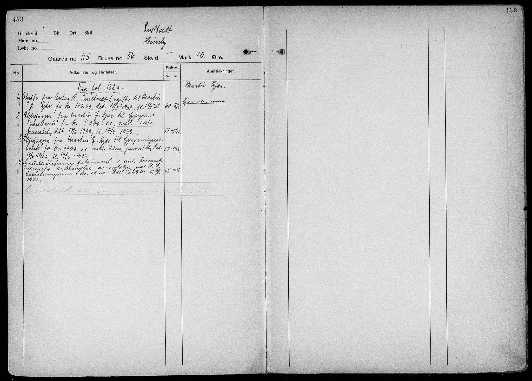 Gjerpen sorenskriveri, AV/SAKO-A-216/G/Gb/Gbd/L0004b: Panteregister nr. IV 4b, s. 453