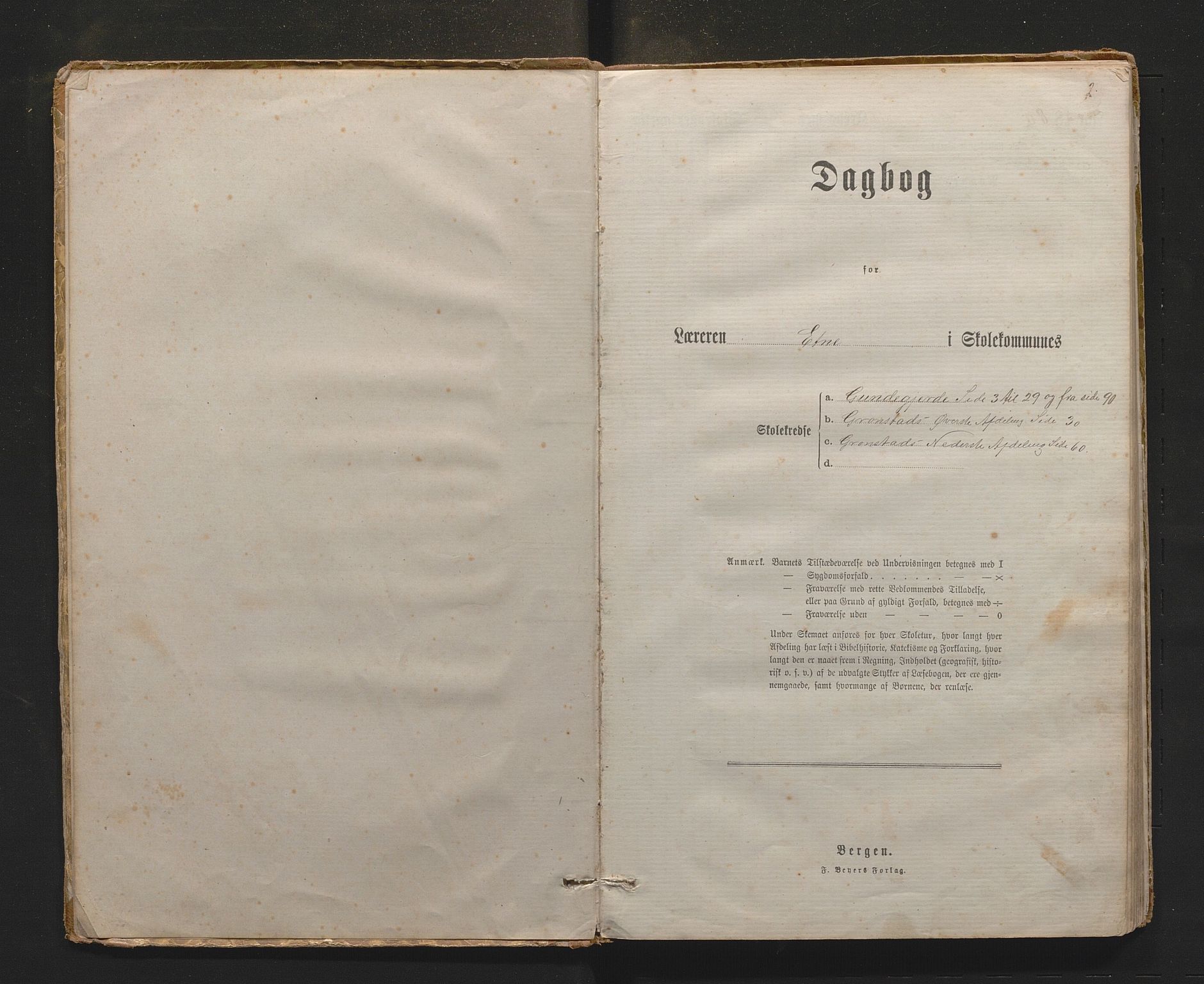 Etne kommune. Barneskulane, IKAH/1211-231/G/Gc/L0003: Dagbok for Gundegjerde og Grønstad skular, 1880-1889