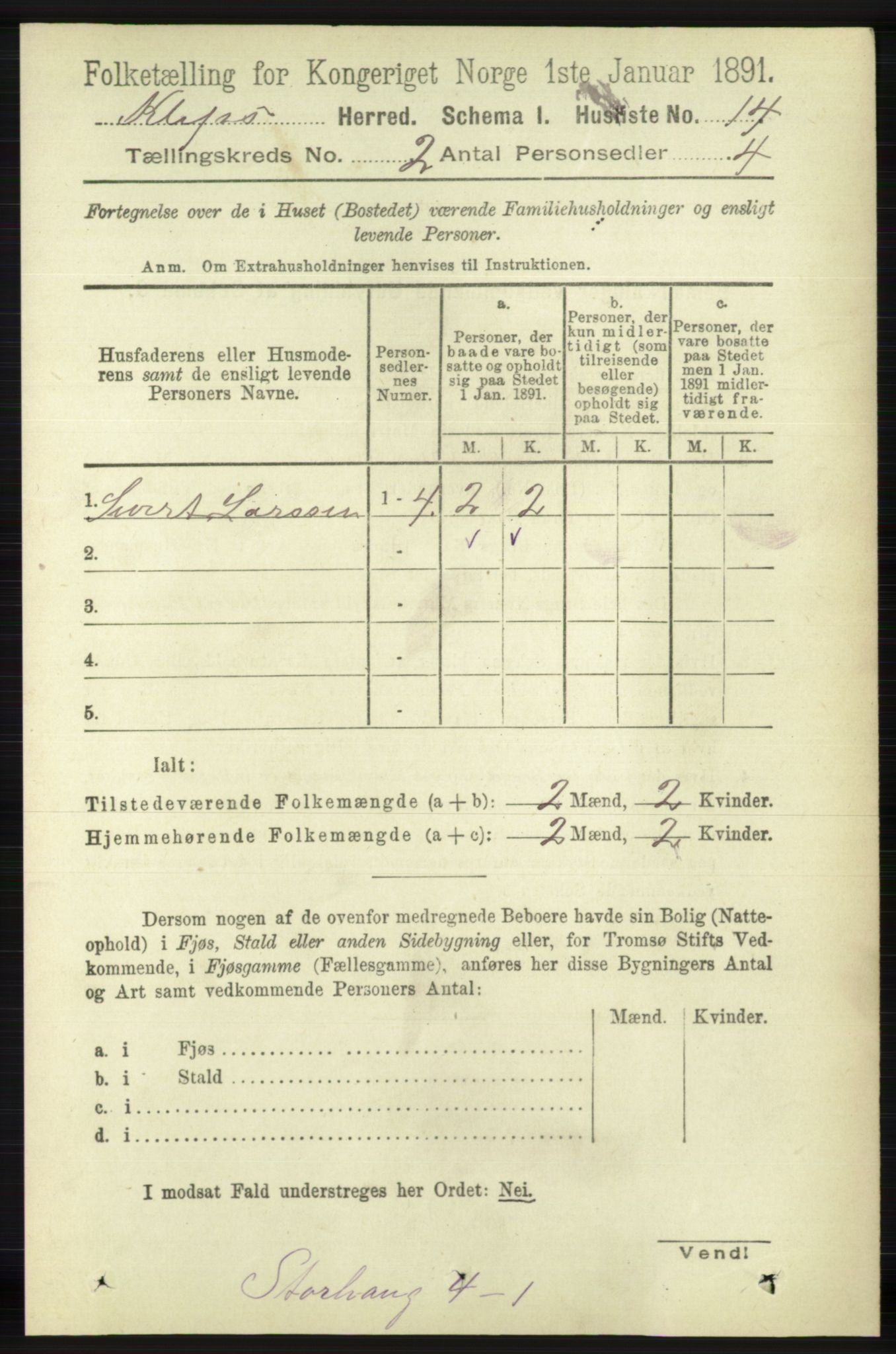 RA, Folketelling 1891 for 1120 Klepp herred, 1891, s. 322