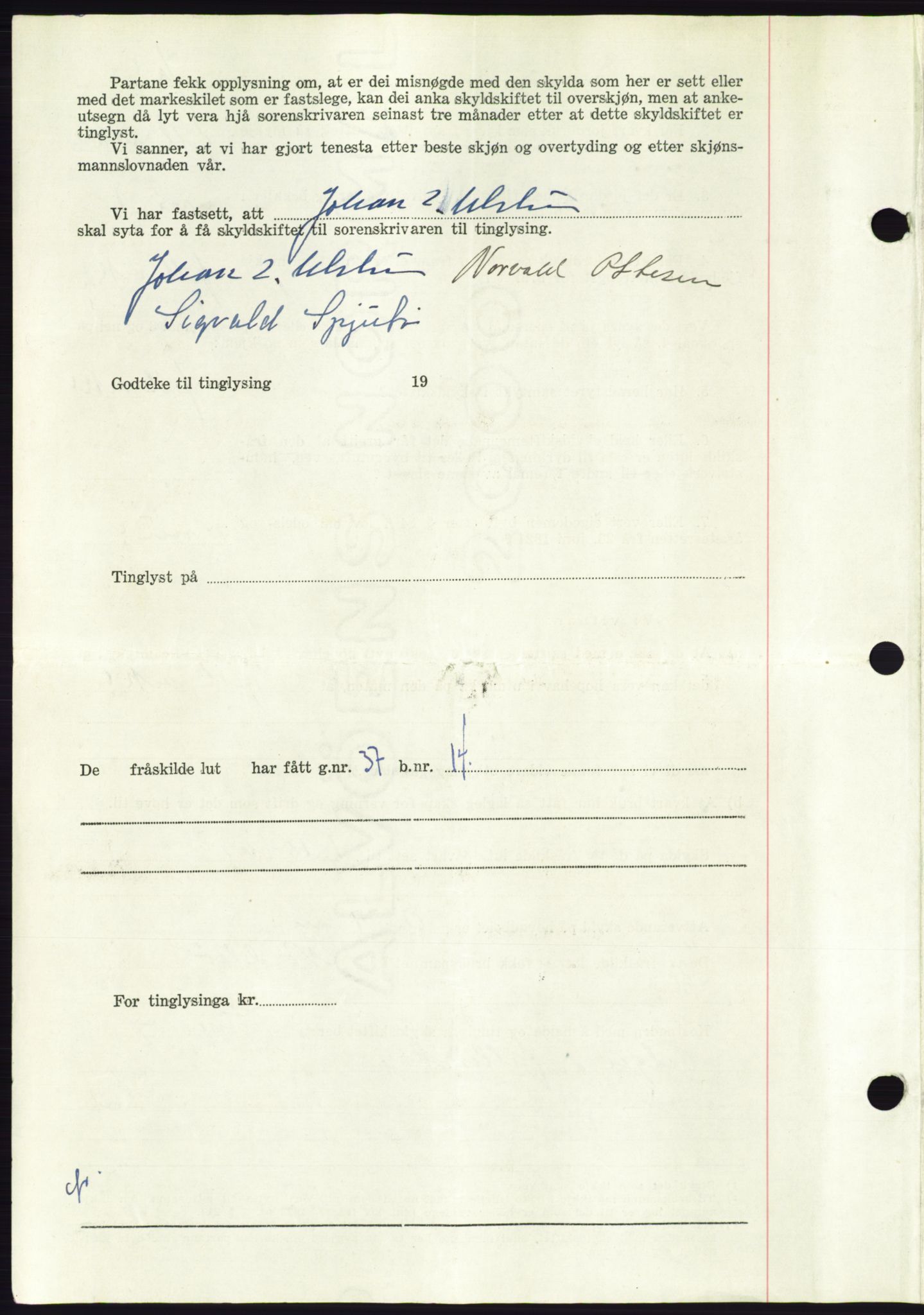 Søre Sunnmøre sorenskriveri, AV/SAT-A-4122/1/2/2C/L0093: Pantebok nr. 19A, 1952-1953, Dagboknr: 1872/1952