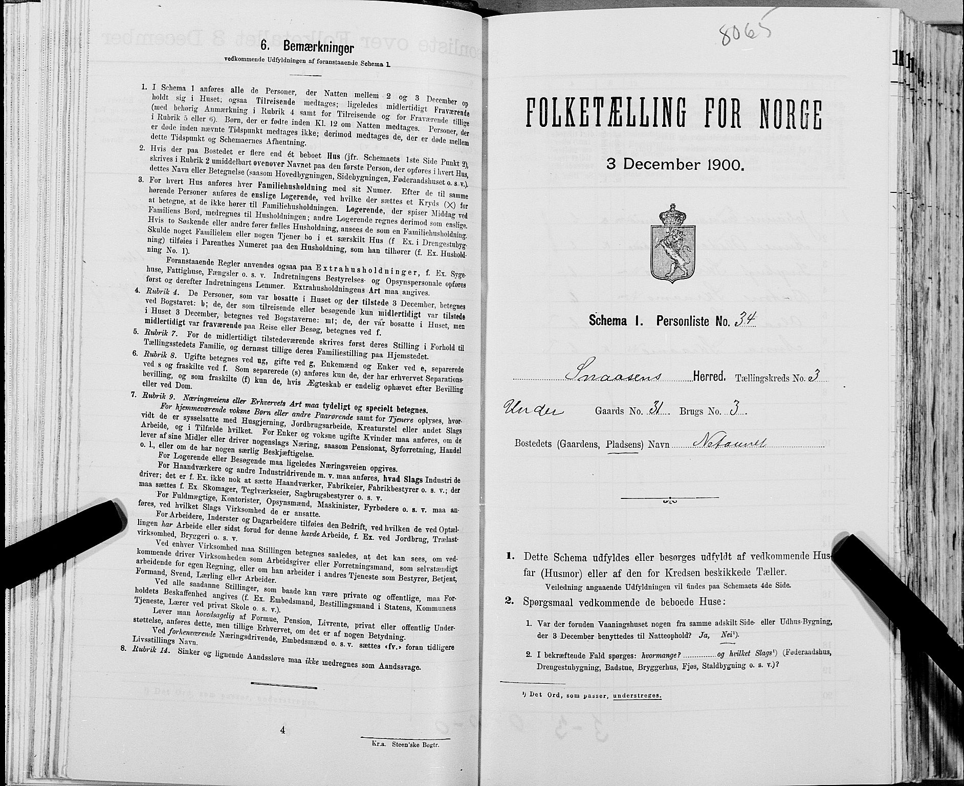 SAT, Folketelling 1900 for 1736 Snåsa herred, 1900, s. 666