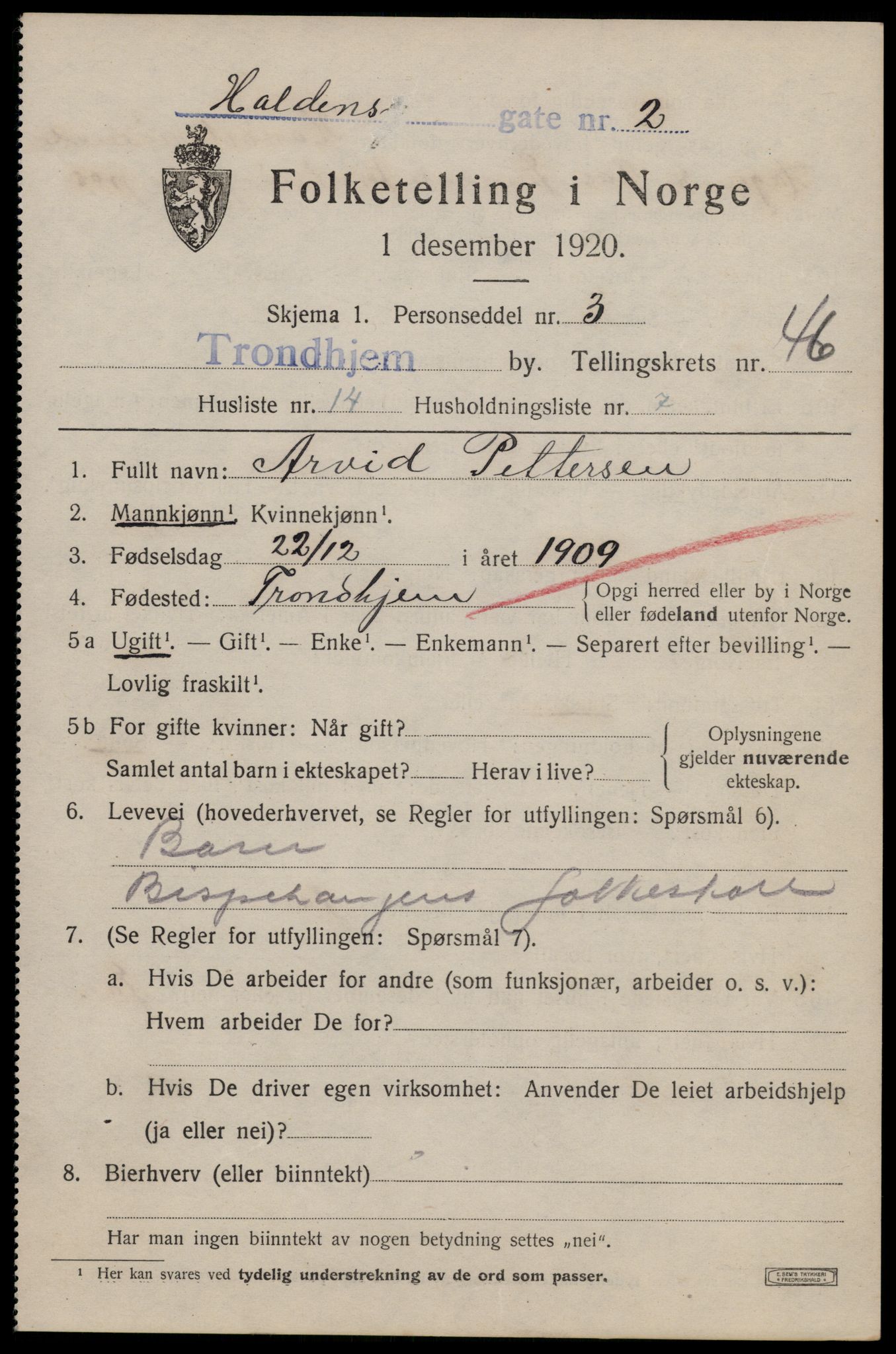 SAT, Folketelling 1920 for 1601 Trondheim kjøpstad, 1920, s. 98318