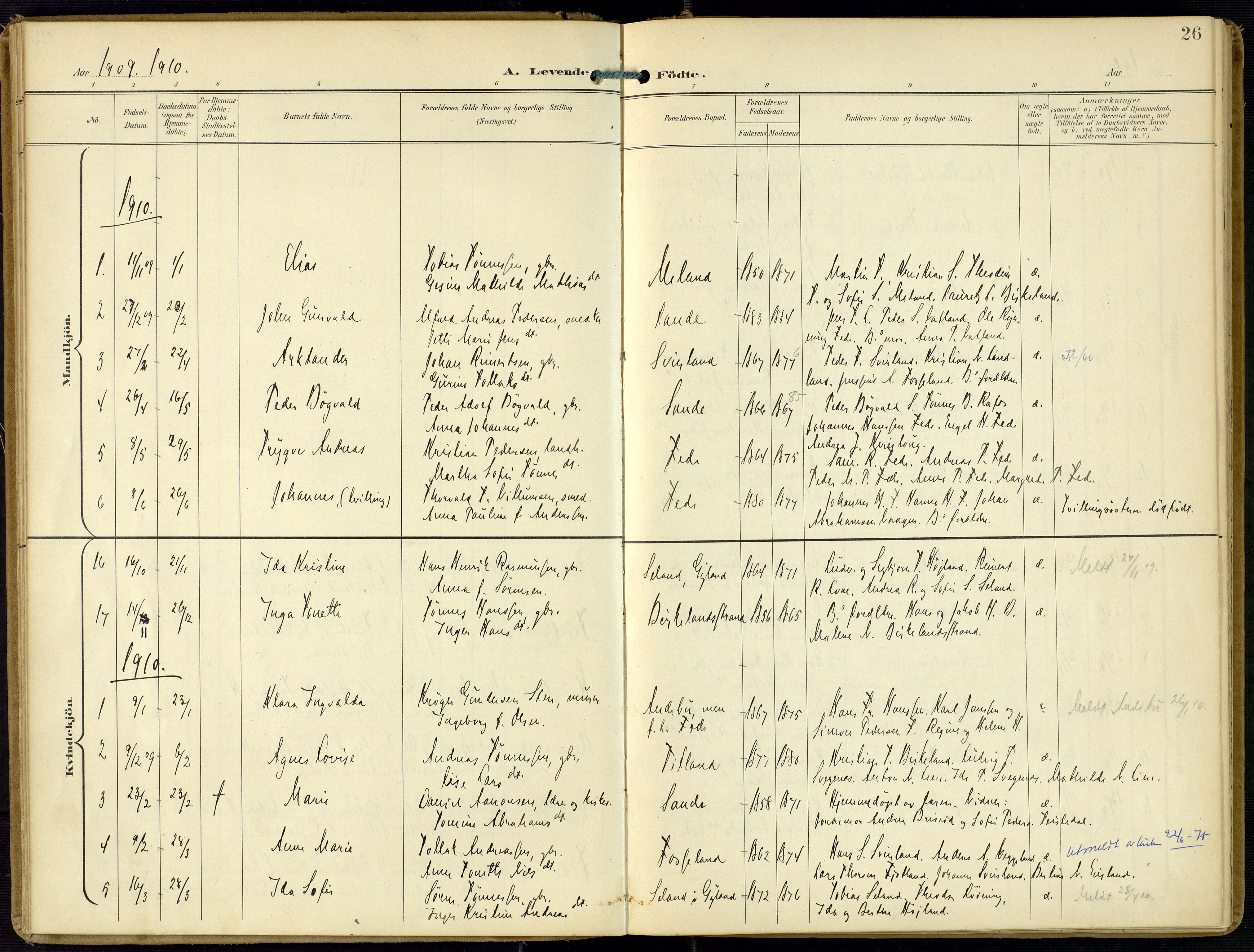 Kvinesdal sokneprestkontor, SAK/1111-0026/F/Fa/Faa/L0005: Ministerialbok nr. A 5, 1898-1915, s. 26