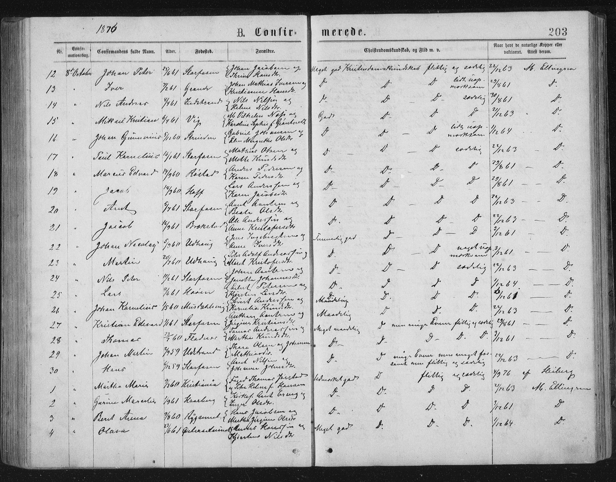 Ministerialprotokoller, klokkerbøker og fødselsregistre - Sør-Trøndelag, SAT/A-1456/659/L0745: Klokkerbok nr. 659C02, 1869-1892, s. 203
