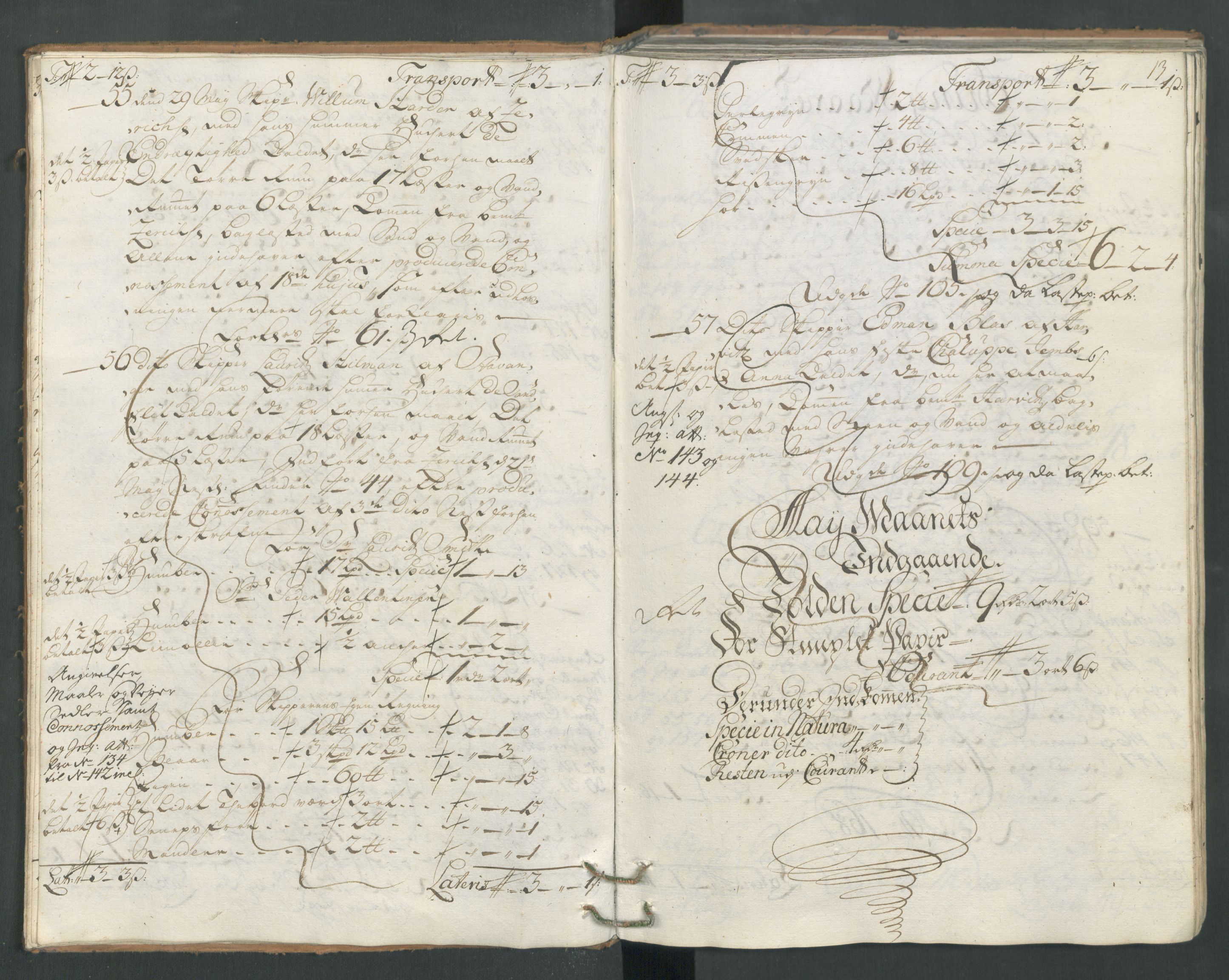 Generaltollkammeret, tollregnskaper, AV/RA-EA-5490/R22/L0012/0001: Tollregnskaper Stavanger / Hovedtollbok, 1733, s. 12b-13a