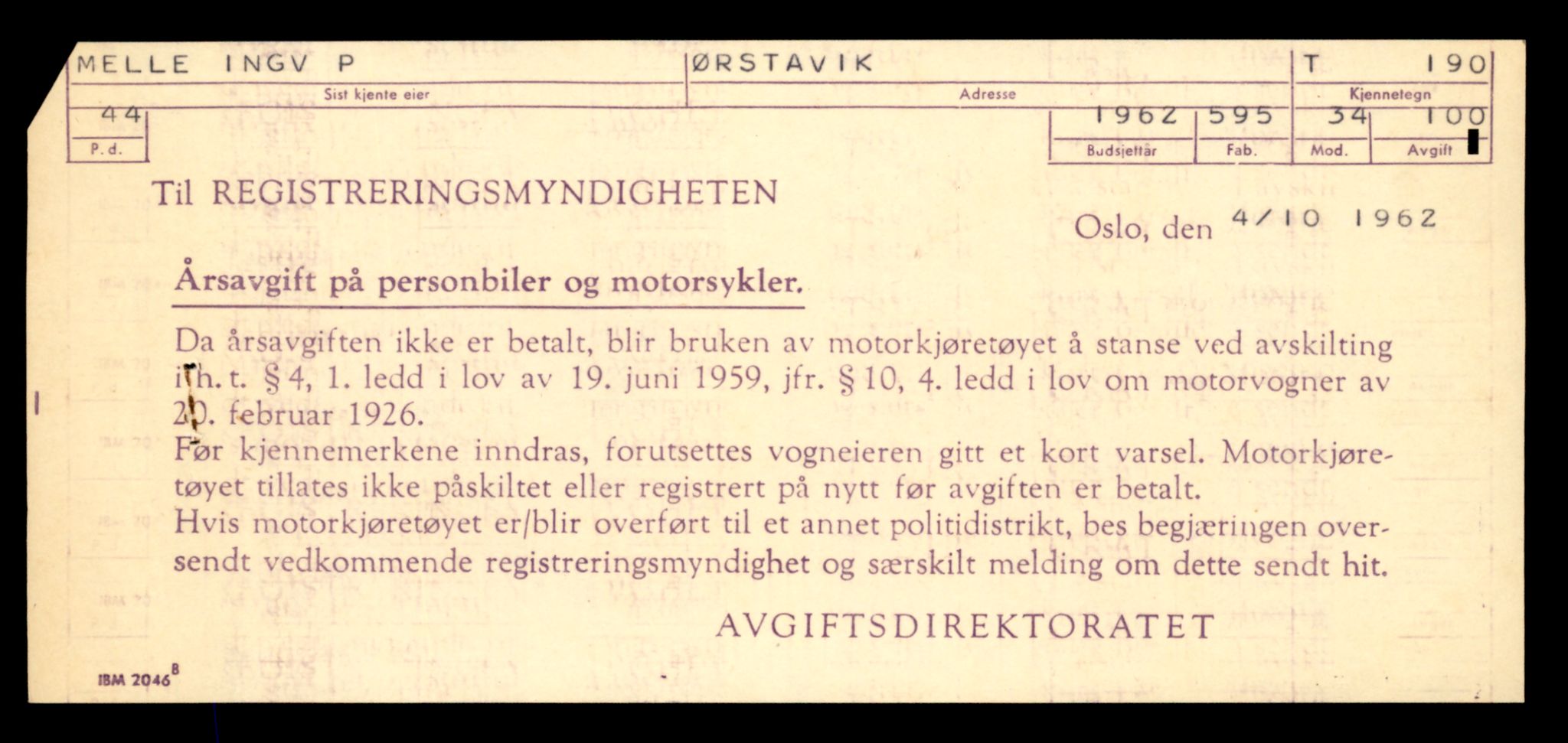 Møre og Romsdal vegkontor - Ålesund trafikkstasjon, SAT/A-4099/F/Fe/L0002: Registreringskort for kjøretøy T 128 - T 231, 1927-1998, s. 1852