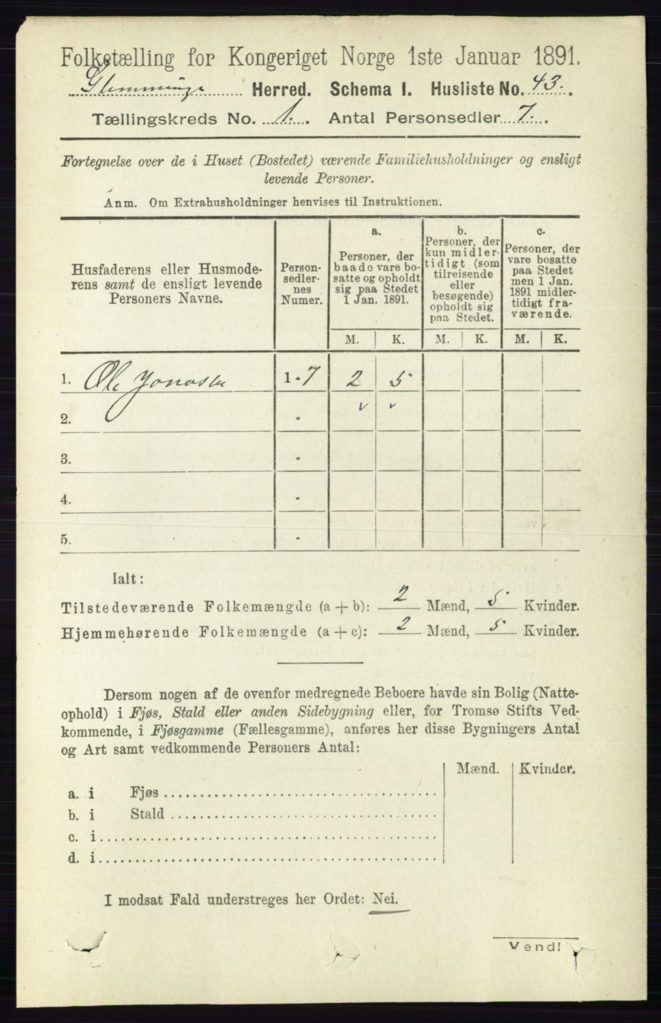 RA, Folketelling 1891 for 0132 Glemmen herred, 1891, s. 87