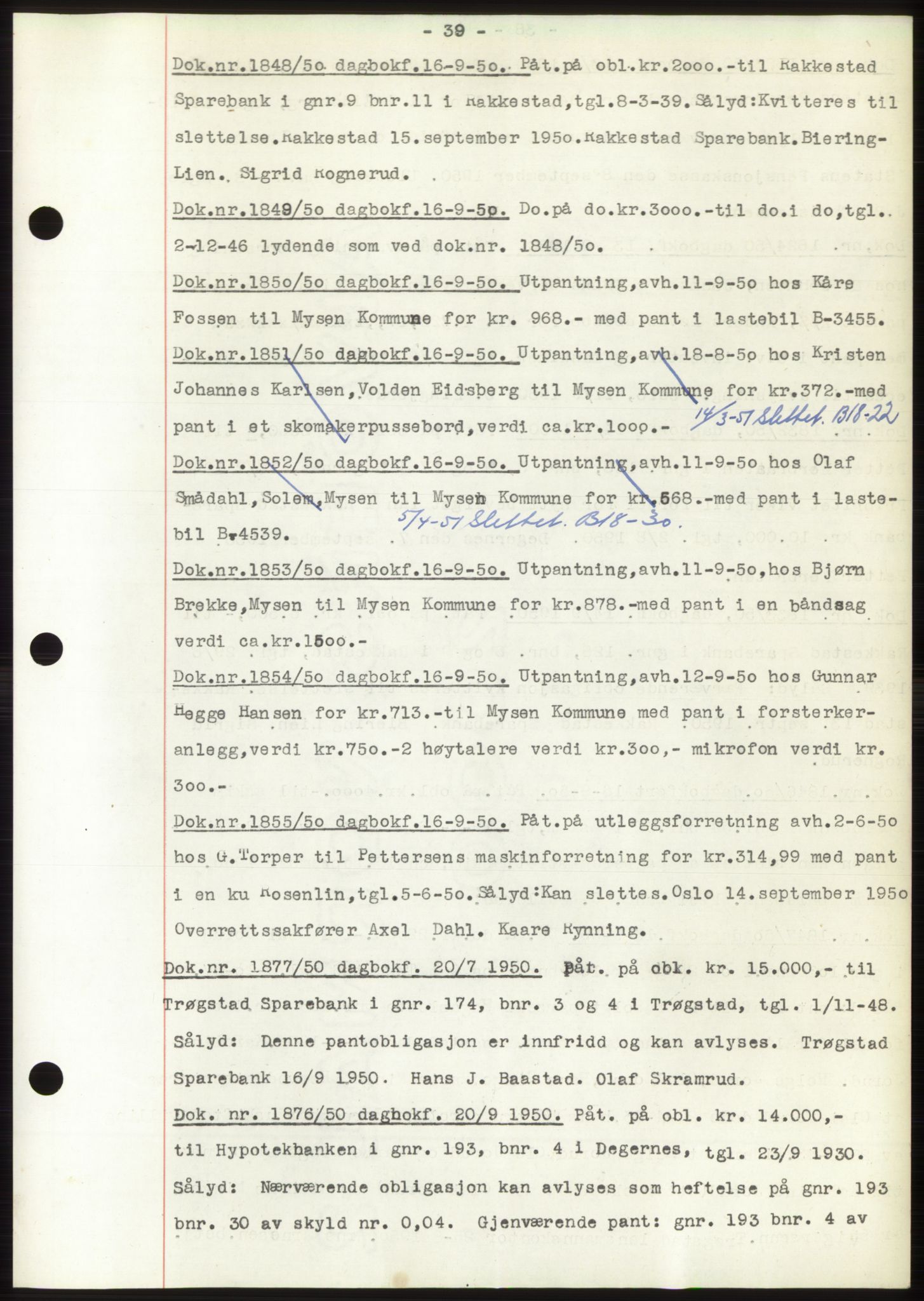 Rakkestad sorenskriveri, SAO/A-10686/G/Gb/Gba/Gbac/L0012: Pantebok nr. B1-4 og B16-20, 1949-1950, Dagboknr: 1848/1950