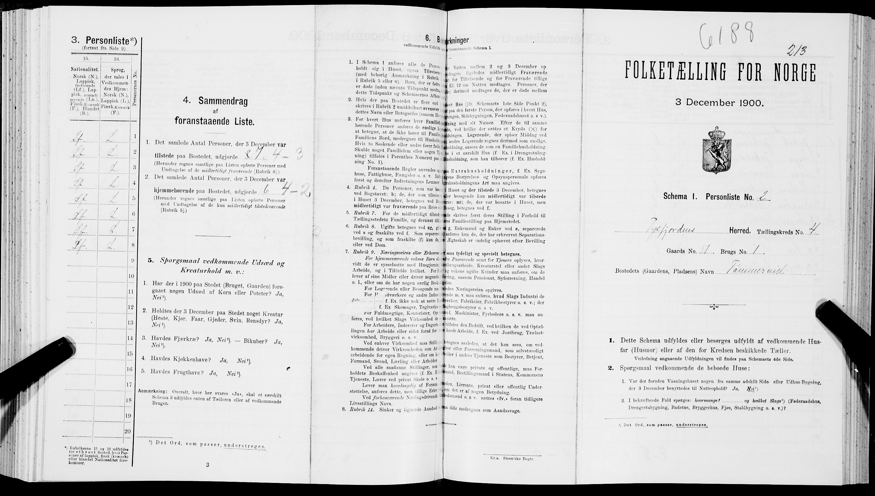 SAT, Folketelling 1900 for 1850 Tysfjord herred, 1900, s. 509