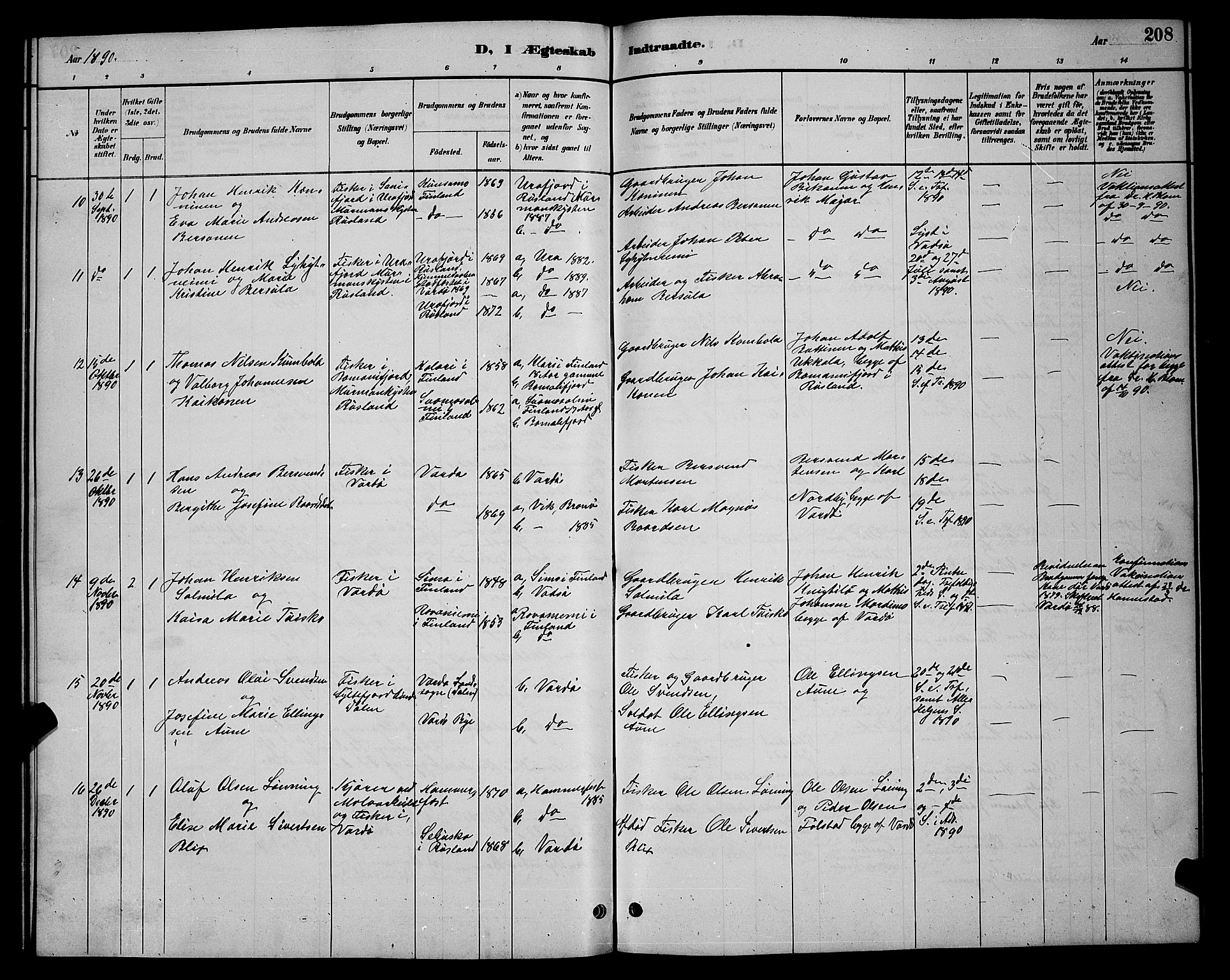Vardø sokneprestkontor, AV/SATØ-S-1332/H/Hb/L0005klokker: Klokkerbok nr. 5, 1887-1892, s. 208