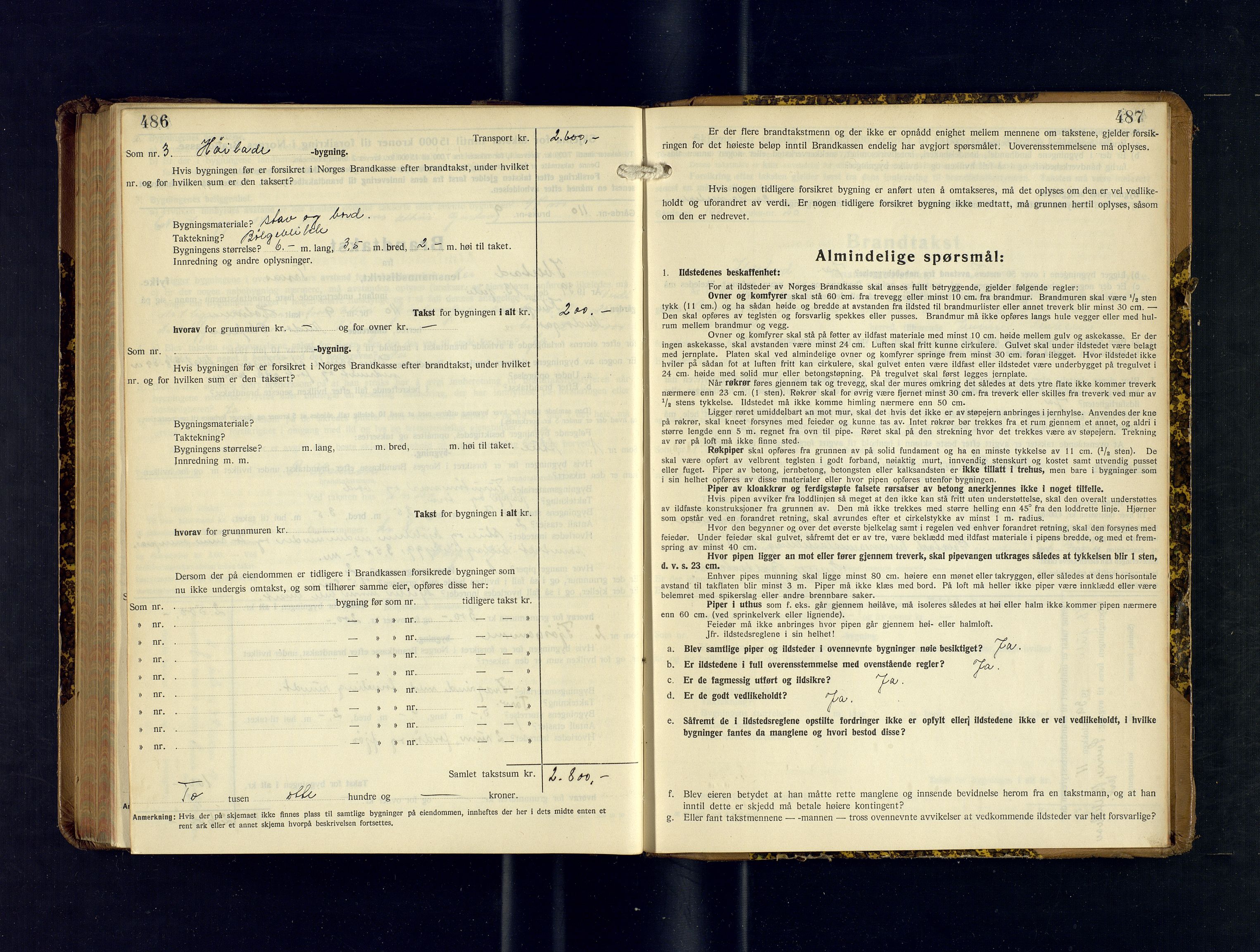 Ibestad lensmannskontor, AV/SATØ-S-1499/F/Fv/Fvh/L0284: Branntakstprotokoller, 1937-1939, s. 486-487