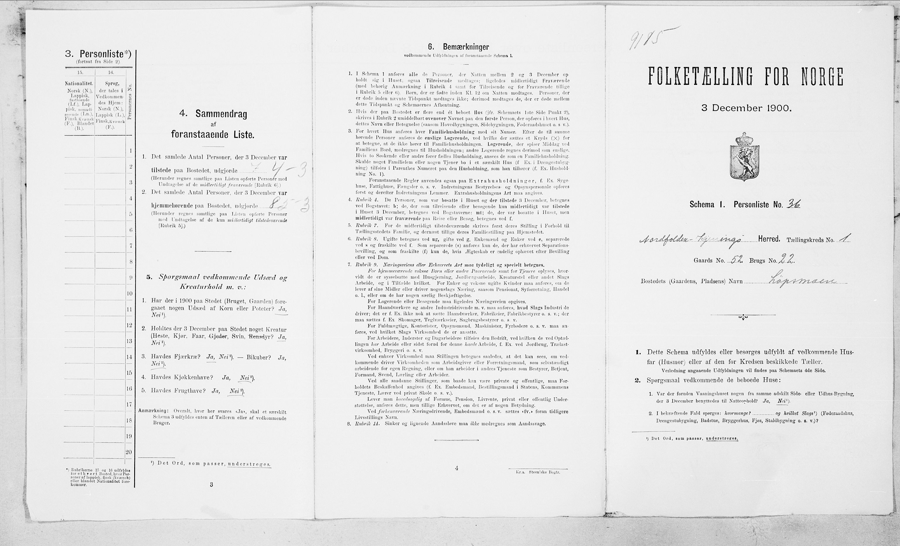 SAT, Folketelling 1900 for 1846 Nordfold-Kjerringøy herred, 1900, s. 88