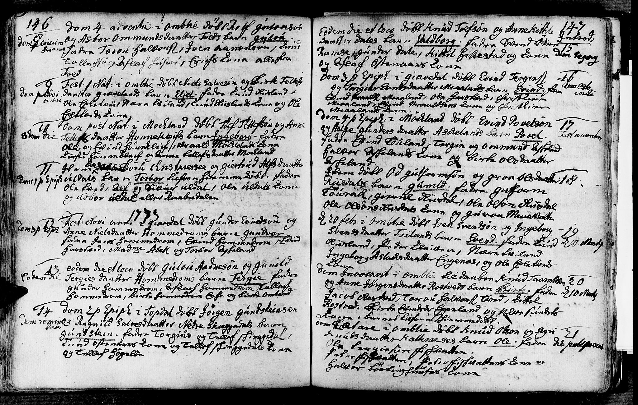 Åmli sokneprestkontor, AV/SAK-1111-0050/F/Fa/Fac/L0003: Ministerialbok nr. A 3, 1756-1775, s. 146-147