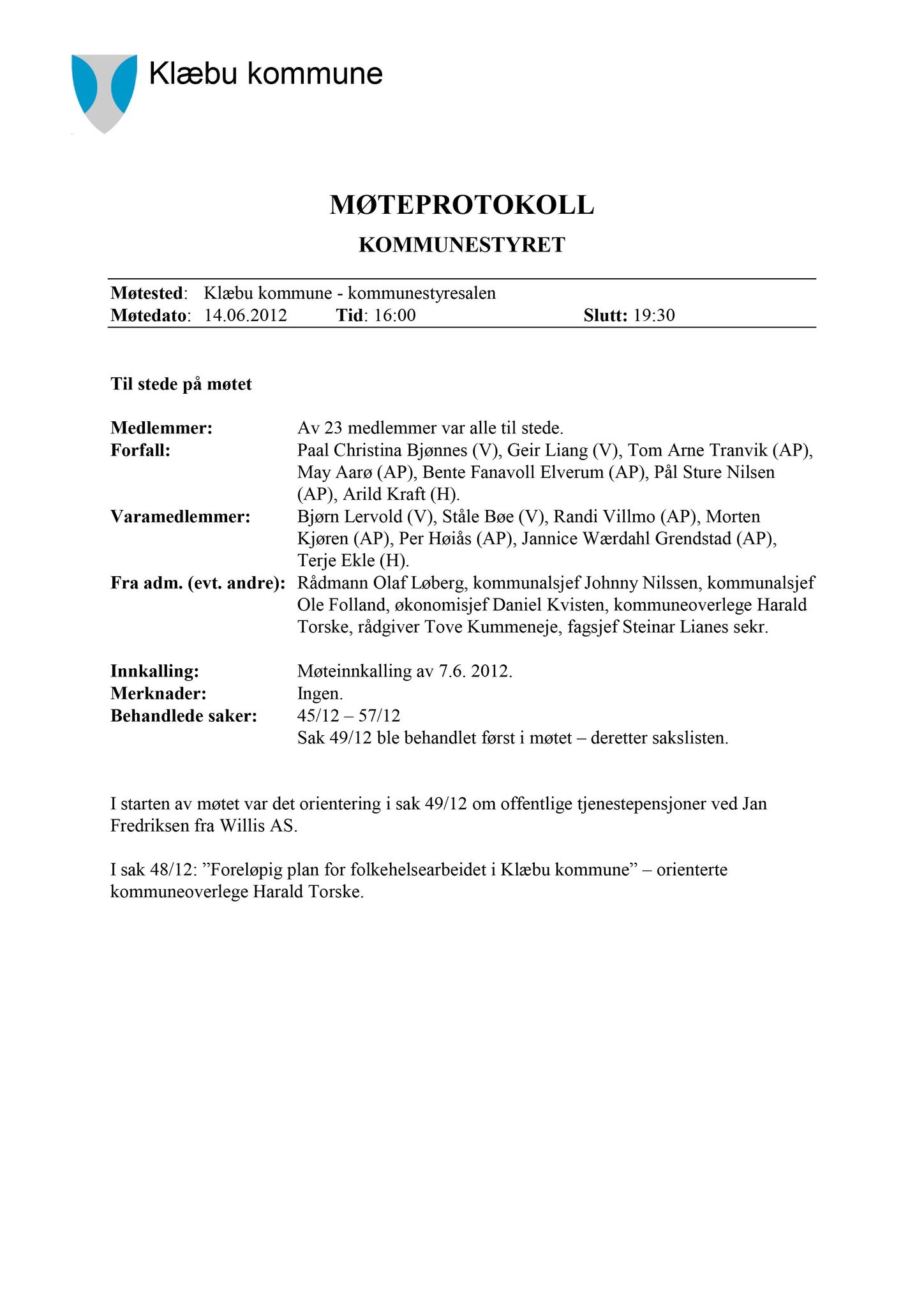 Klæbu Kommune, TRKO/KK/01-KS/L005: Kommunestyret - Møtedokumenter, 2012, s. 1172