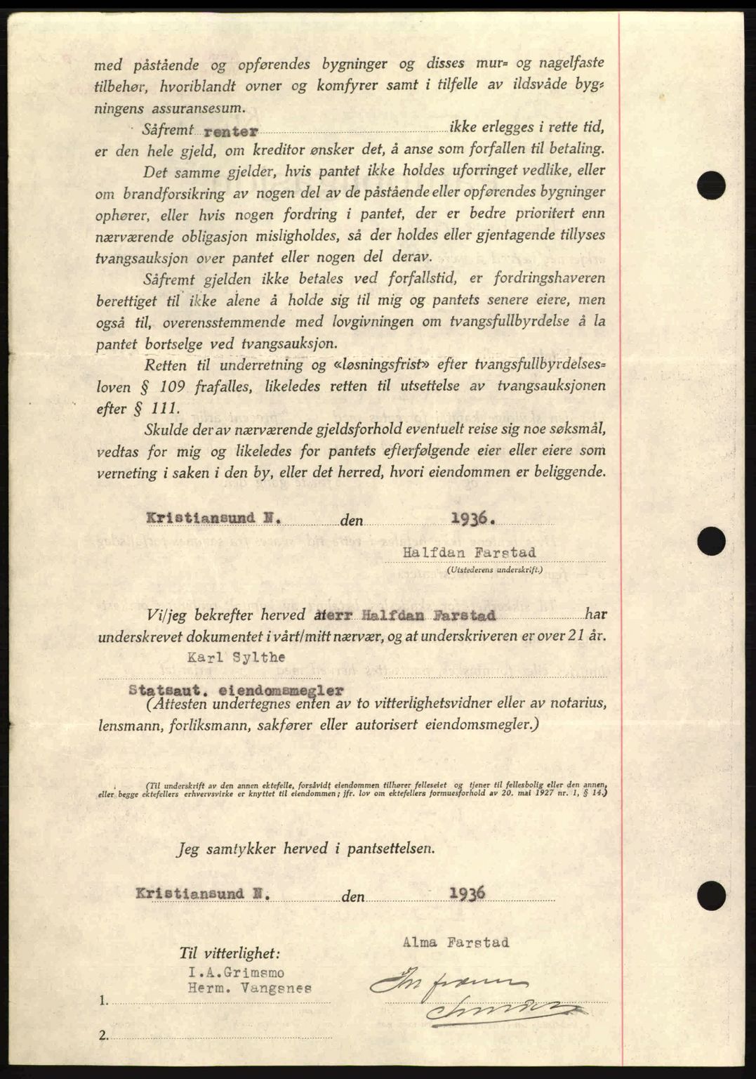Kristiansund byfogd, AV/SAT-A-4587/A/27: Pantebok nr. 29, 1936-1937, Dagboknr: 33/1937
