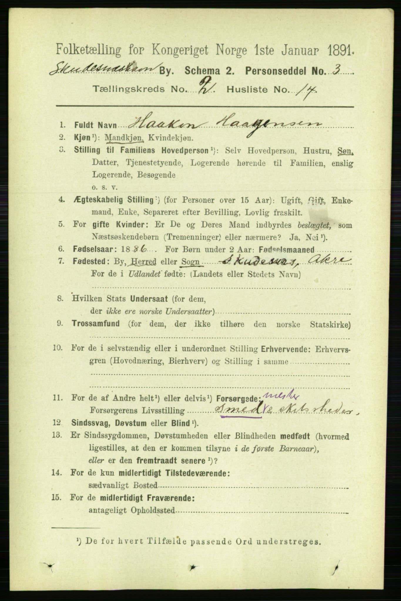 RA, Folketelling 1891 for 1104 Skudeneshavn ladested, 1891, s. 610