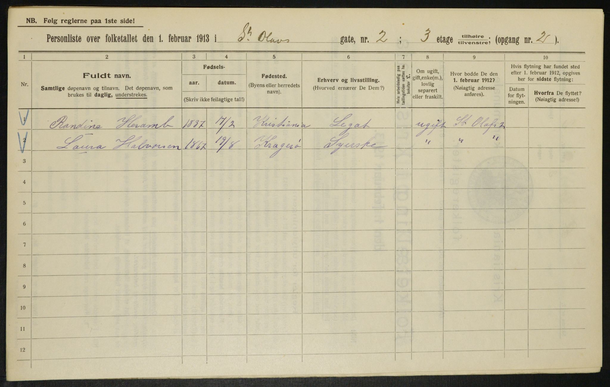 OBA, Kommunal folketelling 1.2.1913 for Kristiania, 1913, s. 87956