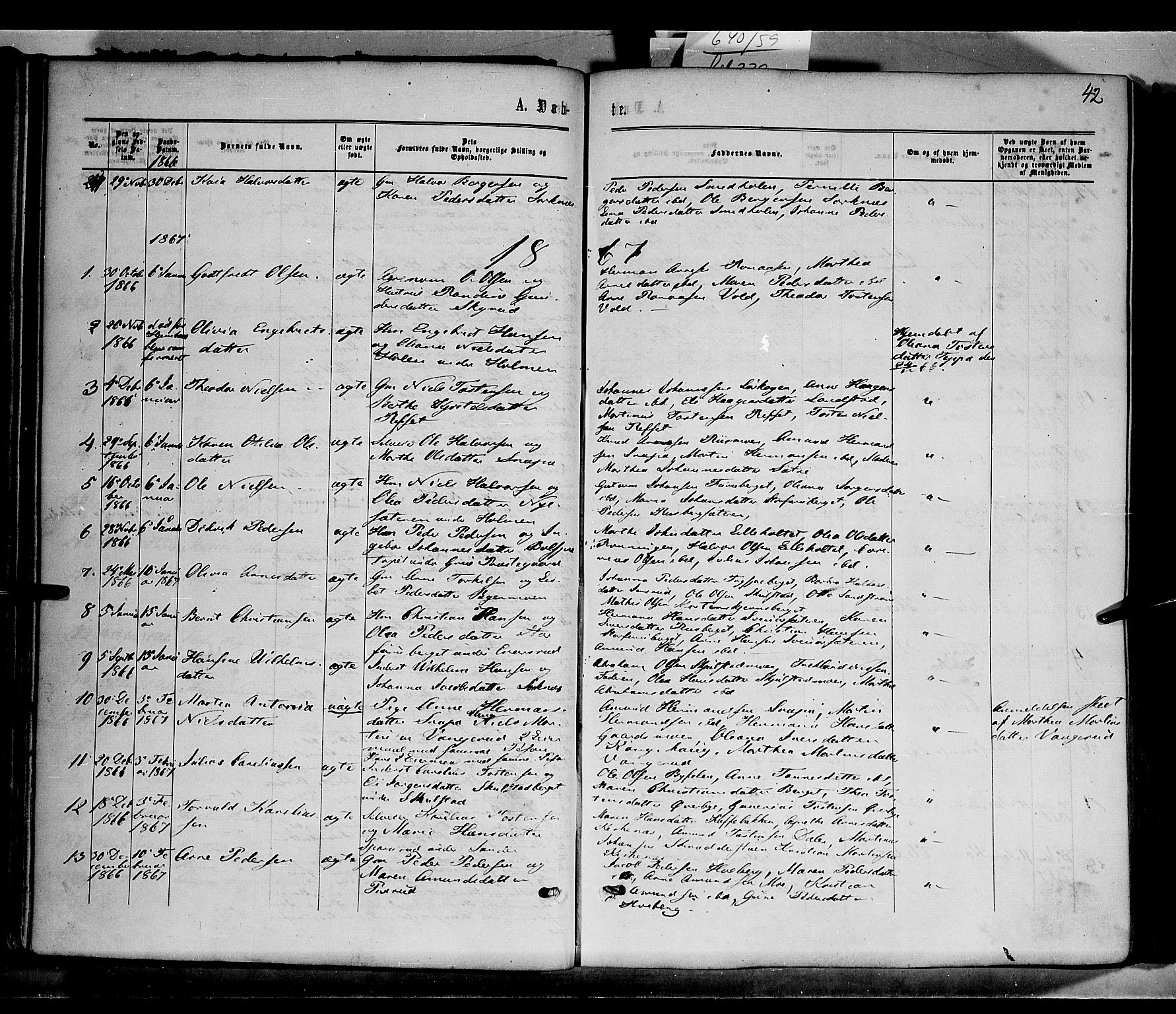 Grue prestekontor, AV/SAH-PREST-036/H/Ha/Haa/L0010: Ministerialbok nr. 10, 1864-1873, s. 42