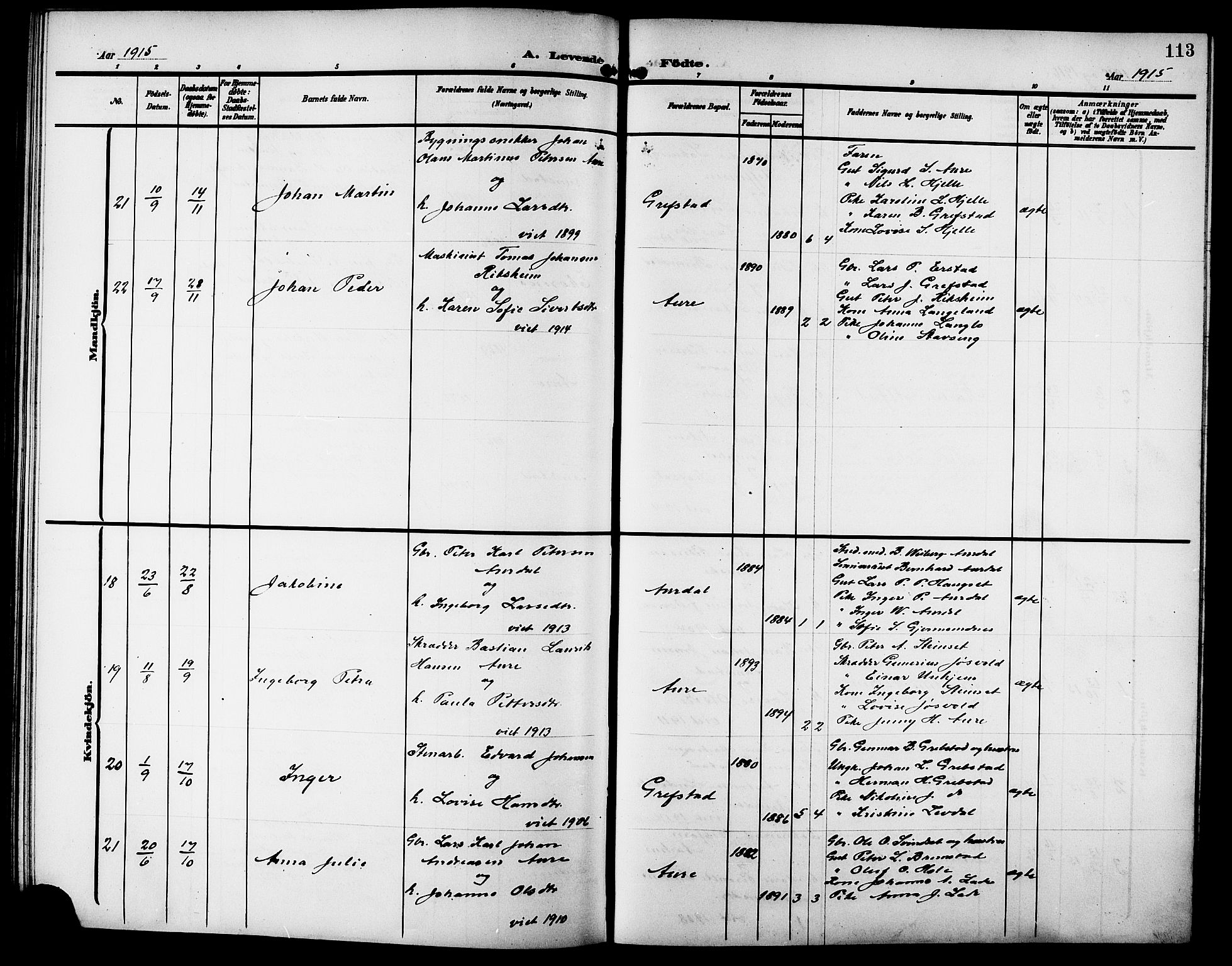 Ministerialprotokoller, klokkerbøker og fødselsregistre - Møre og Romsdal, SAT/A-1454/523/L0341: Klokkerbok nr. 523C04, 1903-1916, s. 113