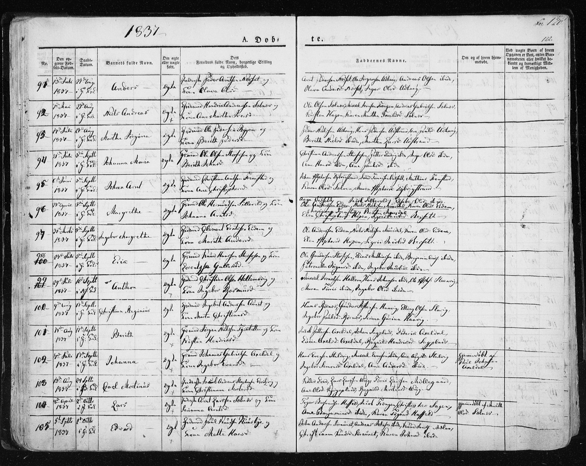 Ministerialprotokoller, klokkerbøker og fødselsregistre - Sør-Trøndelag, SAT/A-1456/659/L0735: Ministerialbok nr. 659A05, 1826-1841, s. 120