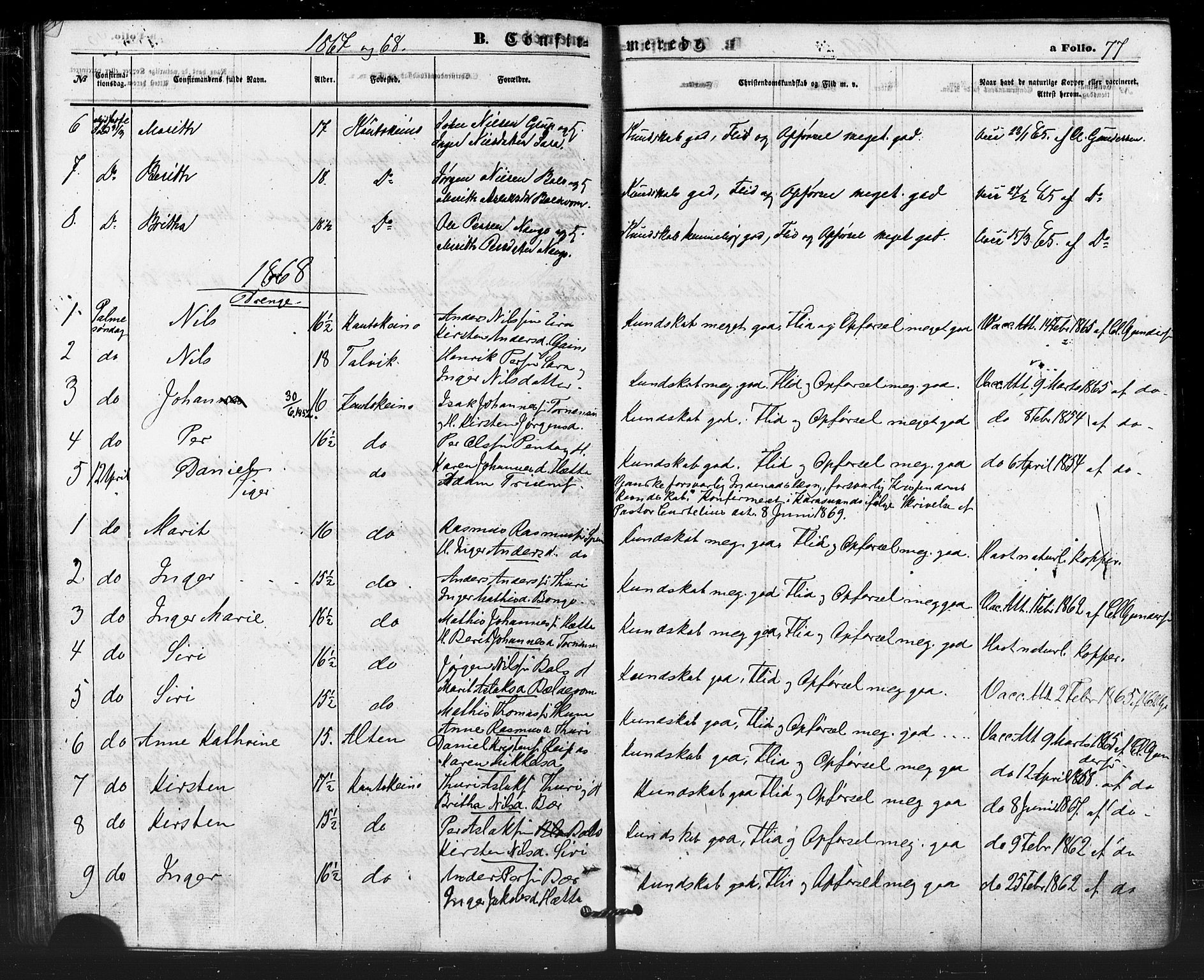 Kautokeino sokneprestembete, AV/SATØ-S-1340/H/Ha/L0003.kirke: Ministerialbok nr. 3, 1862-1879, s. 77