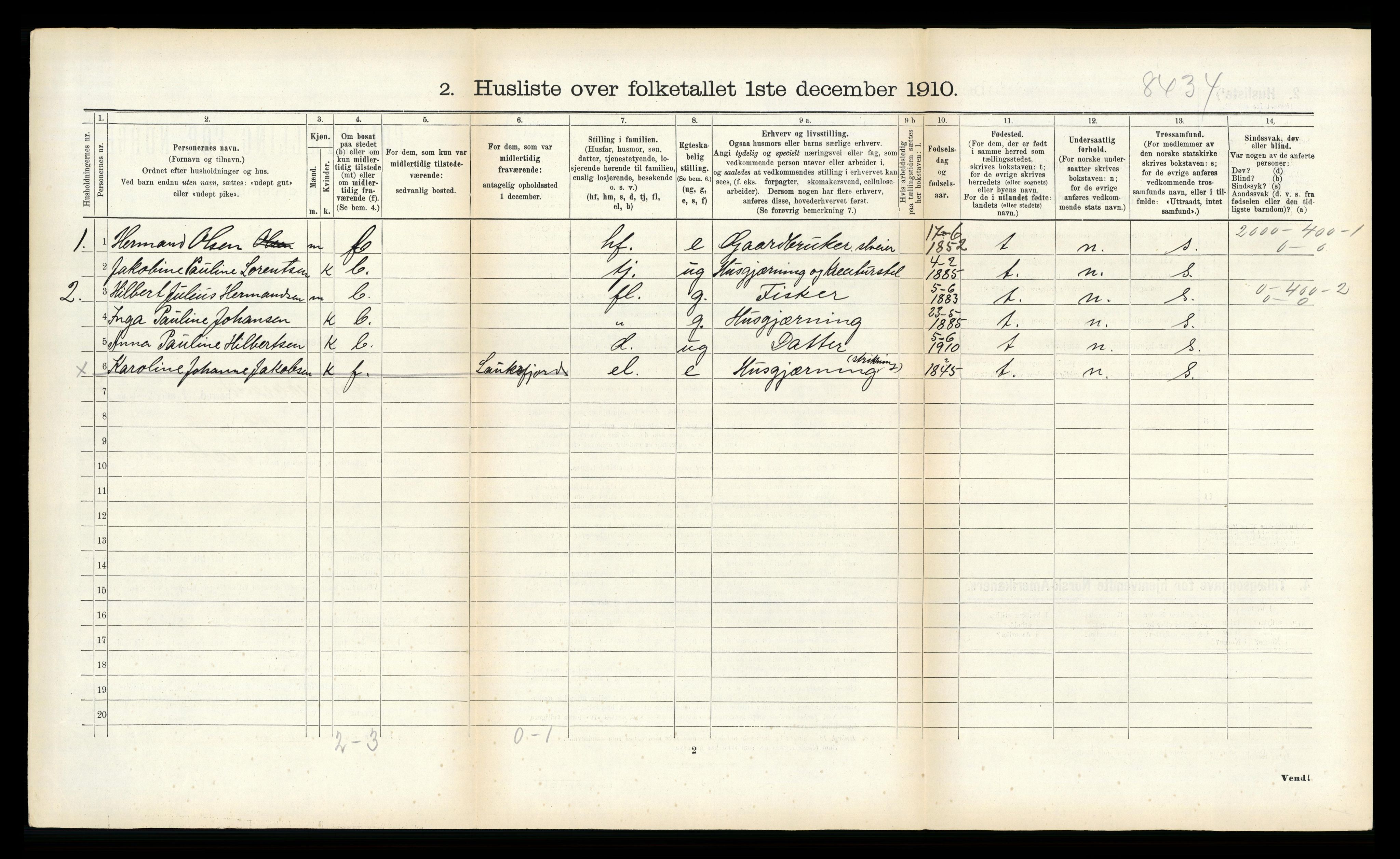 RA, Folketelling 1910 for 1934 Tromsøysund herred, 1910, s. 1374