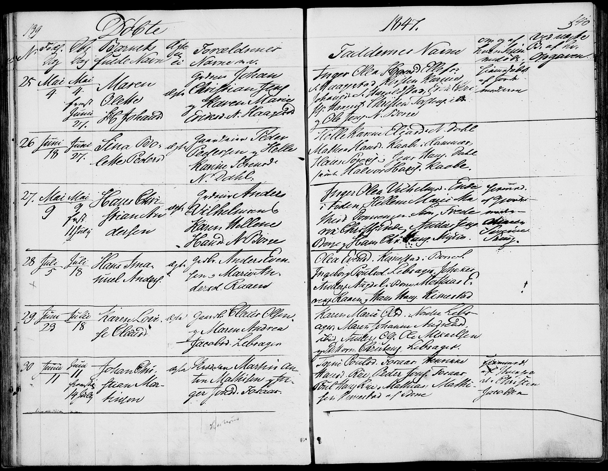 Våle kirkebøker, AV/SAKO-A-334/F/Fa/L0009a: Ministerialbok nr. I 9A, 1839-1860, s. 139-140