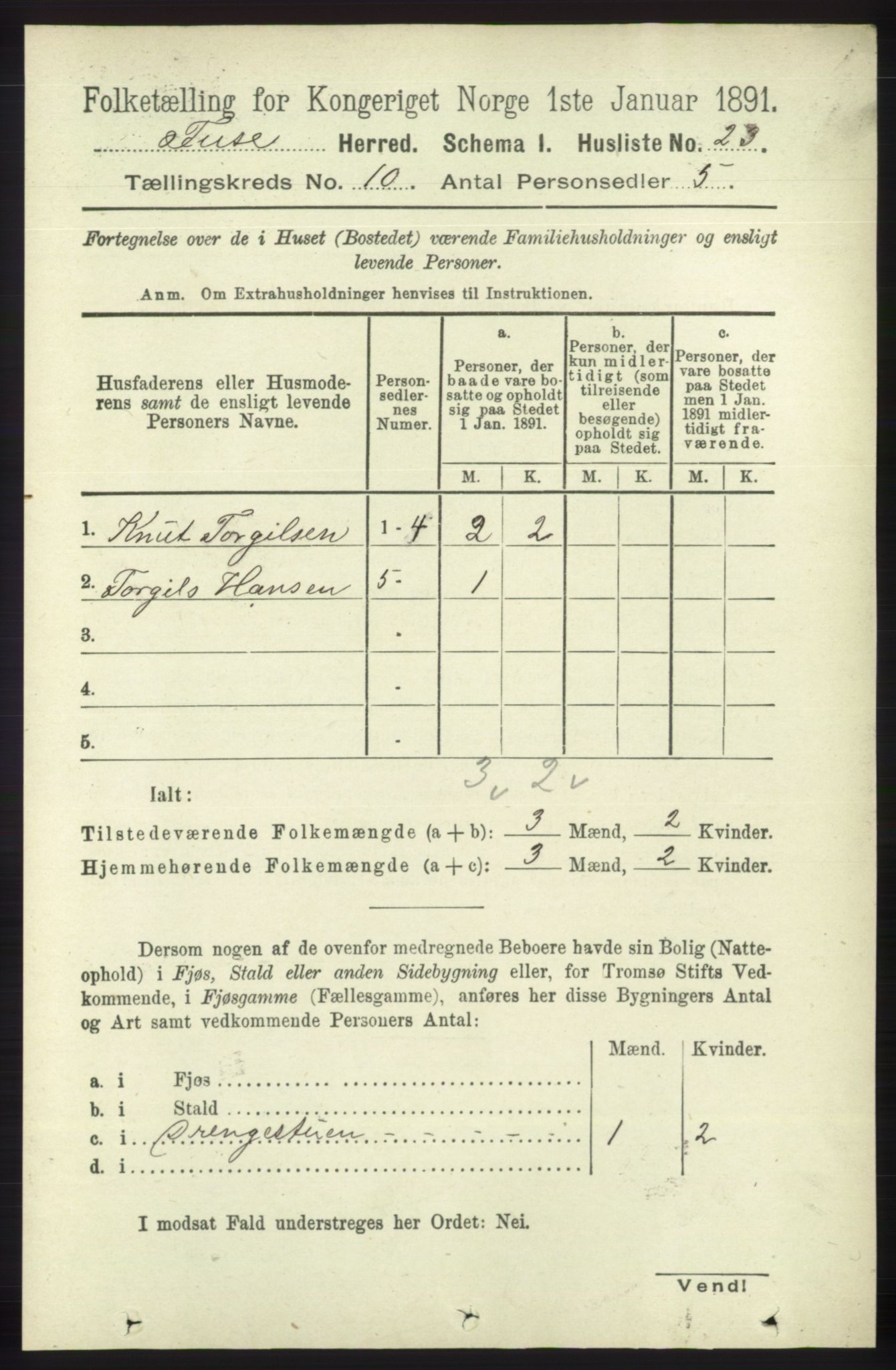 RA, Folketelling 1891 for 1241 Fusa herred, 1891, s. 1909