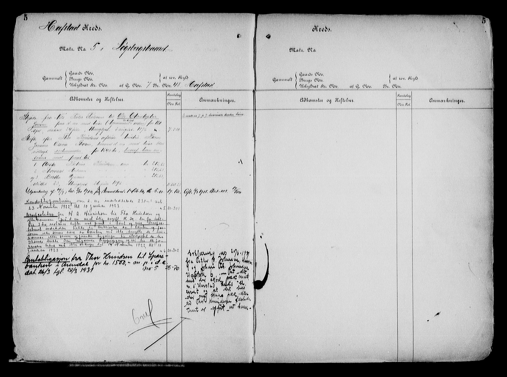 Arendal byfogd, AV/SAK-1222-0001/G/Ga/L0015: Panteregister nr. 13, 1860-1960, s. 5