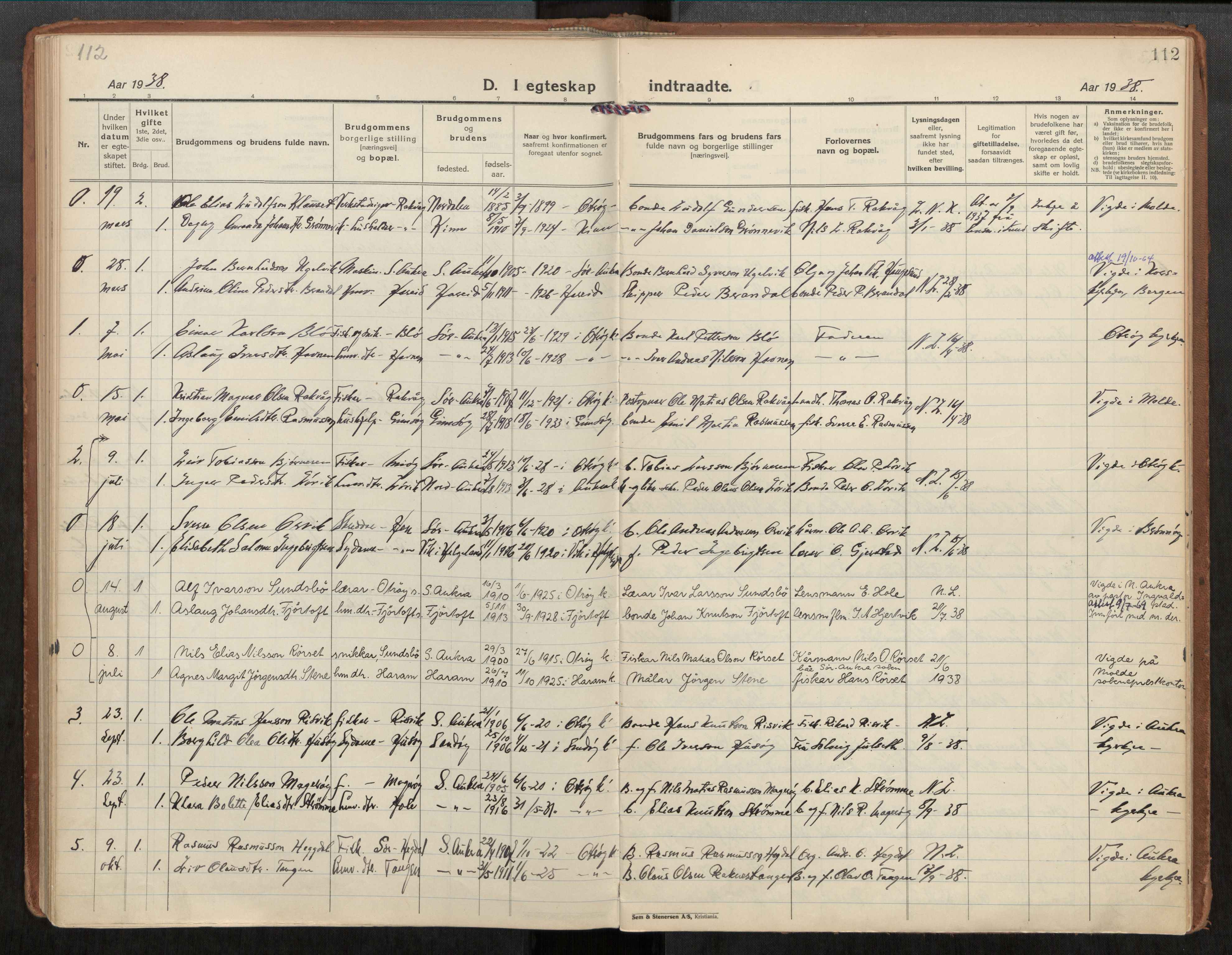 Ministerialprotokoller, klokkerbøker og fødselsregistre - Møre og Romsdal, AV/SAT-A-1454/563/L0741: Ministerialbok nr. 563A03, 1924-1945, s. 112