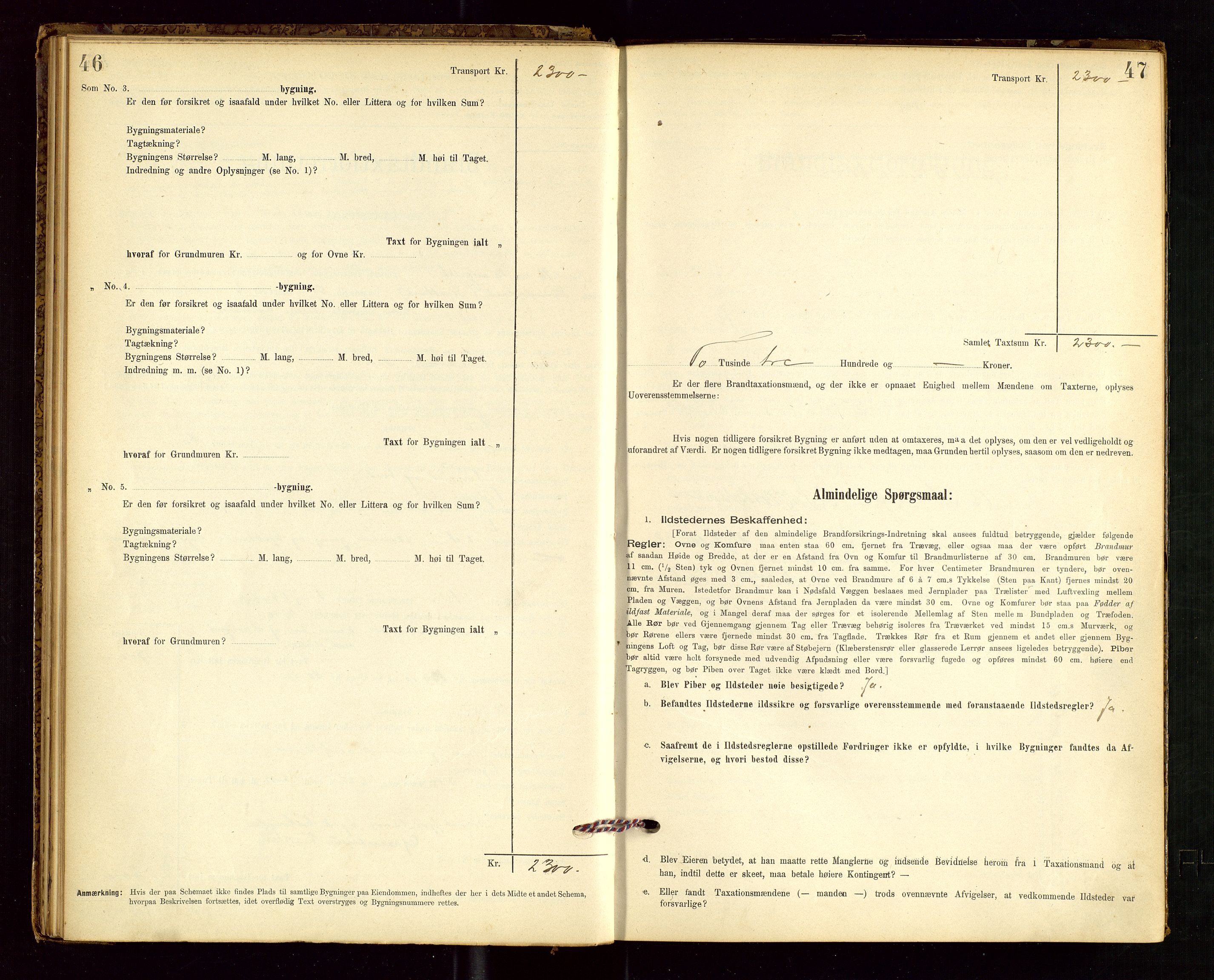 Tysvær lensmannskontor, AV/SAST-A-100192/Gob/L0001: "Brandtaxationsprotokol for Tysvær Lensmandsdistrikt Ryfylke Fogderi", 1894-1916, s. 46-47