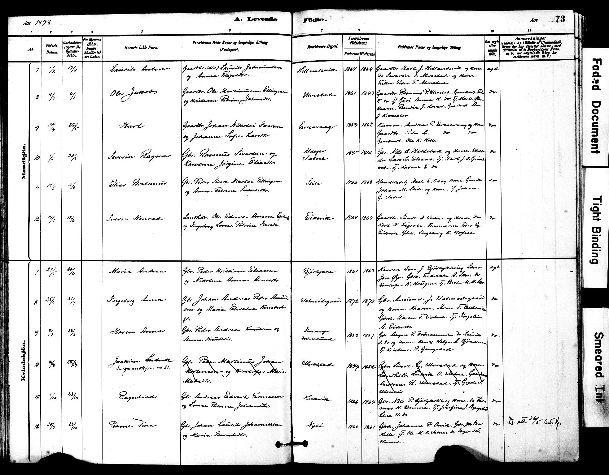 Ministerialprotokoller, klokkerbøker og fødselsregistre - Møre og Romsdal, SAT/A-1454/525/L0374: Ministerialbok nr. 525A04, 1880-1899, s. 73