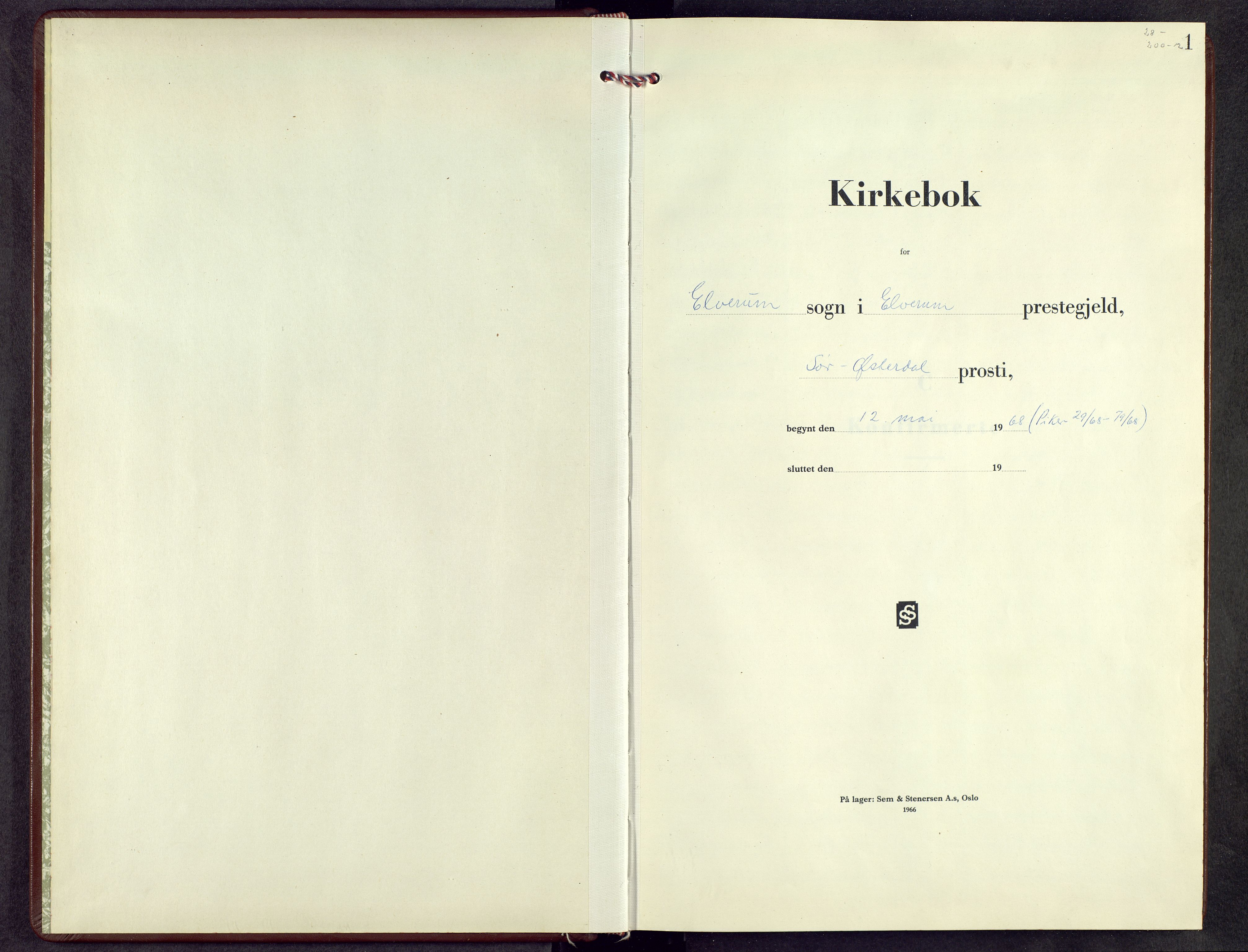 Elverum prestekontor, AV/SAH-PREST-044/H/Ha/Hab/L0031: Klokkerbok nr. 31, 1968-1969, s. 1