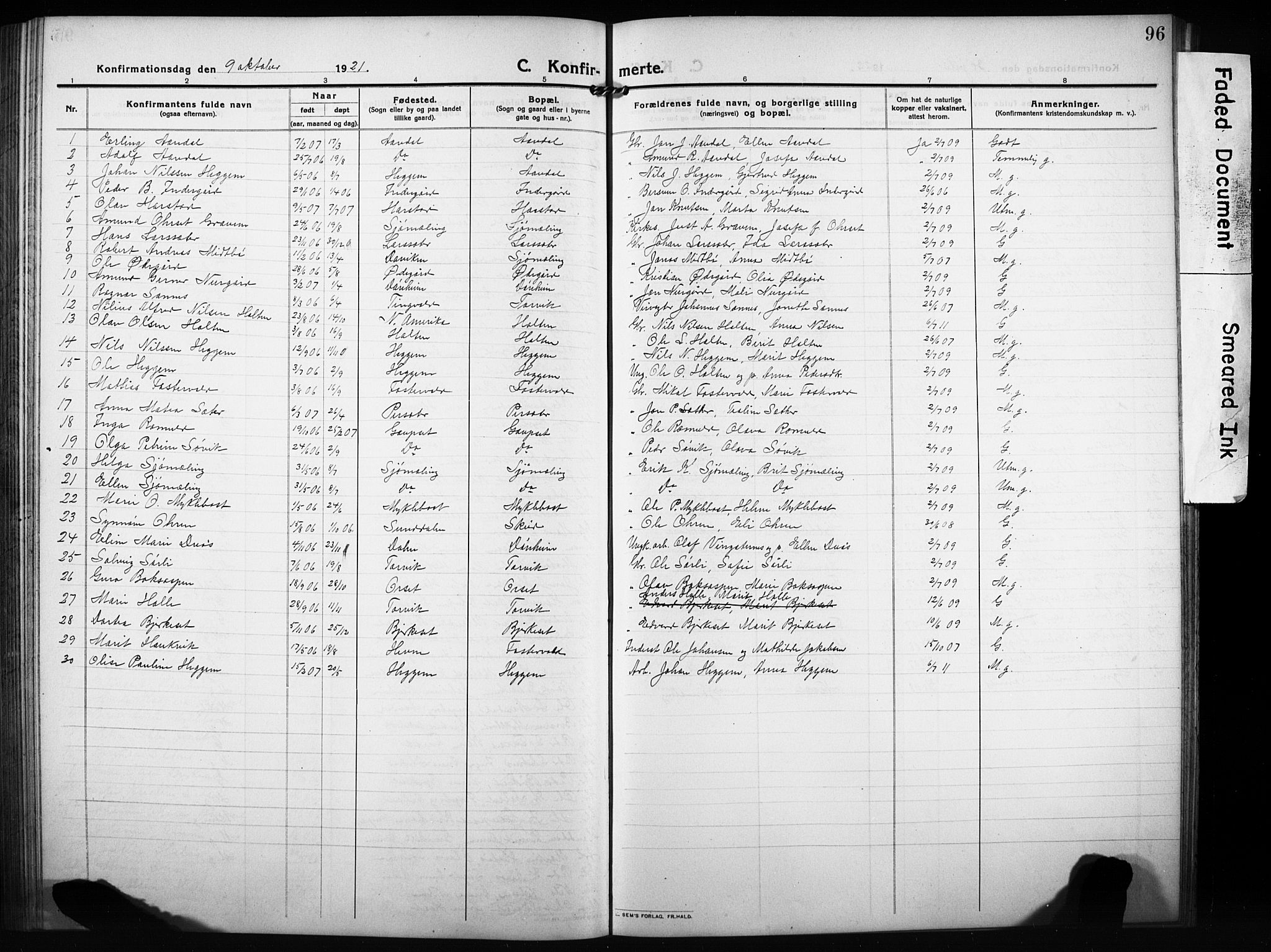 Ministerialprotokoller, klokkerbøker og fødselsregistre - Møre og Romsdal, AV/SAT-A-1454/584/L0970: Klokkerbok nr. 584C03, 1912-1932, s. 96