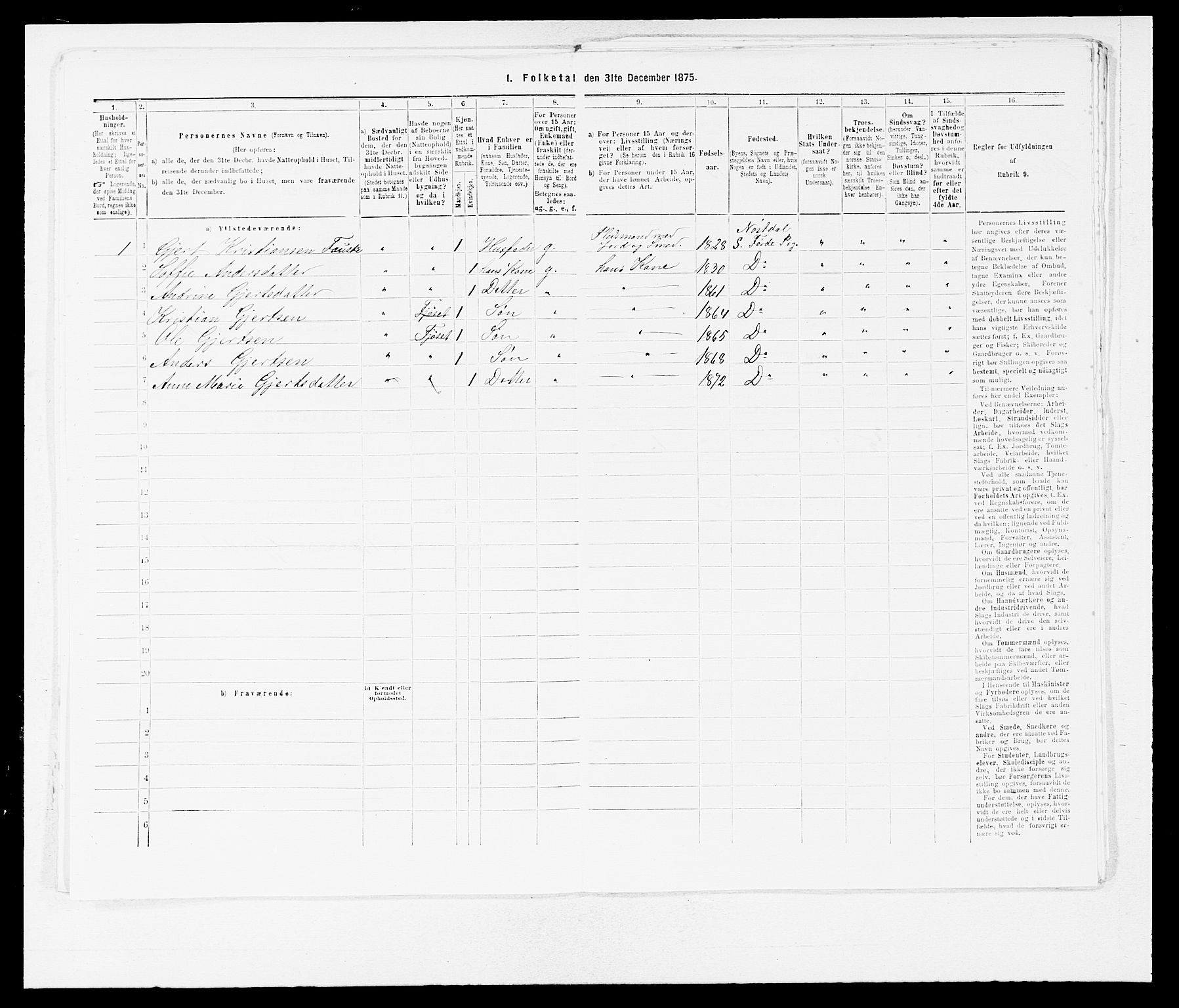 SAB, Folketelling 1875 for 1432P Førde prestegjeld, 1875, s. 900