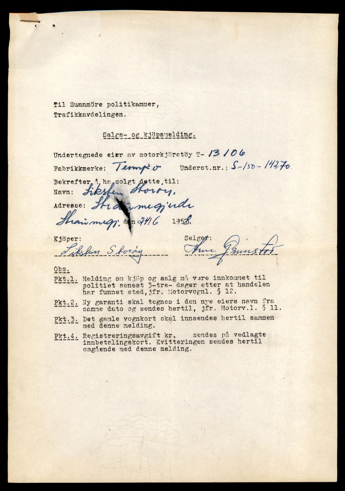 Møre og Romsdal vegkontor - Ålesund trafikkstasjon, AV/SAT-A-4099/F/Fe/L0037: Registreringskort for kjøretøy T 13031 - T 13179, 1927-1998, s. 1529