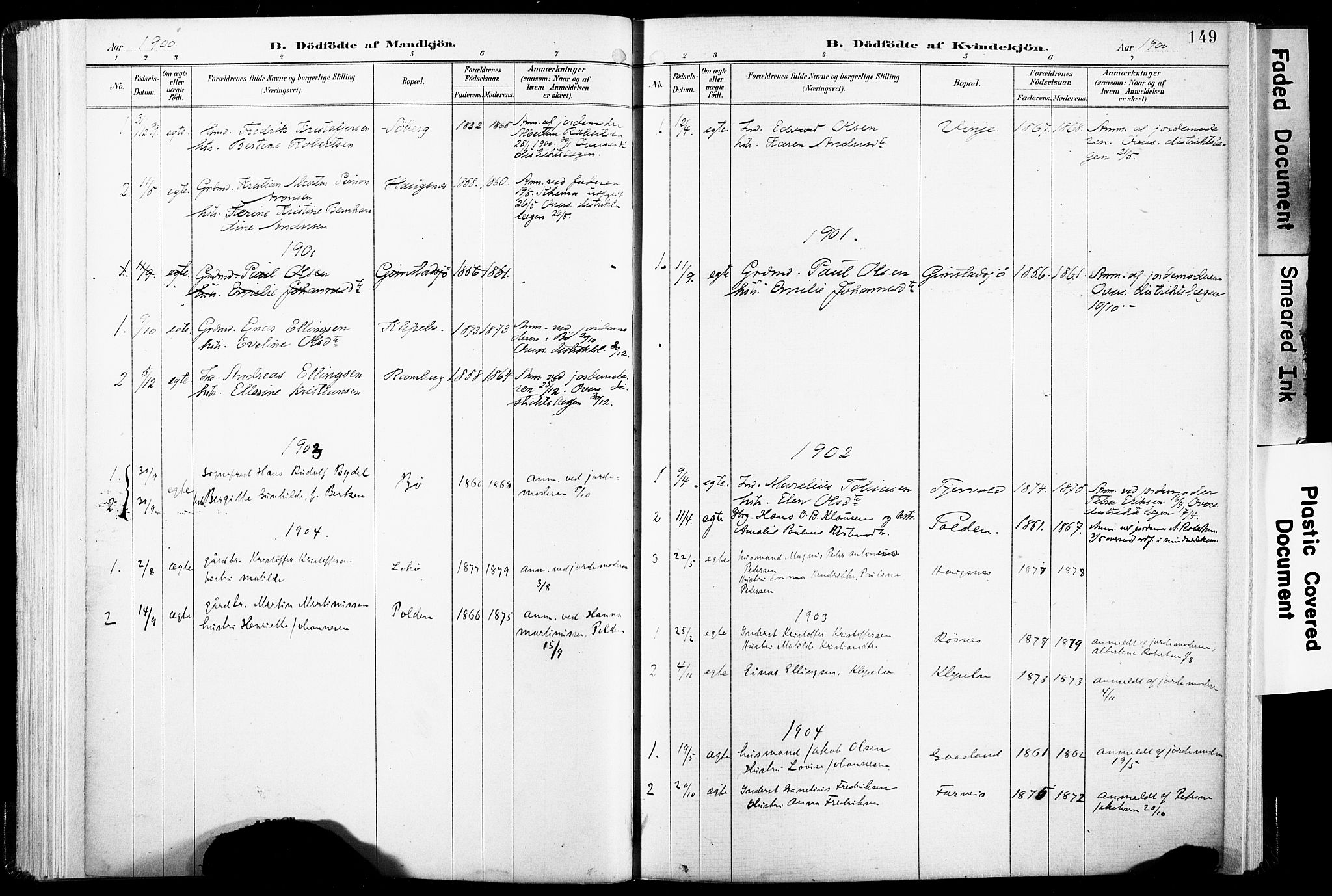 Ministerialprotokoller, klokkerbøker og fødselsregistre - Nordland, SAT/A-1459/891/L1304: Ministerialbok nr. 891A09, 1895-1921, s. 149