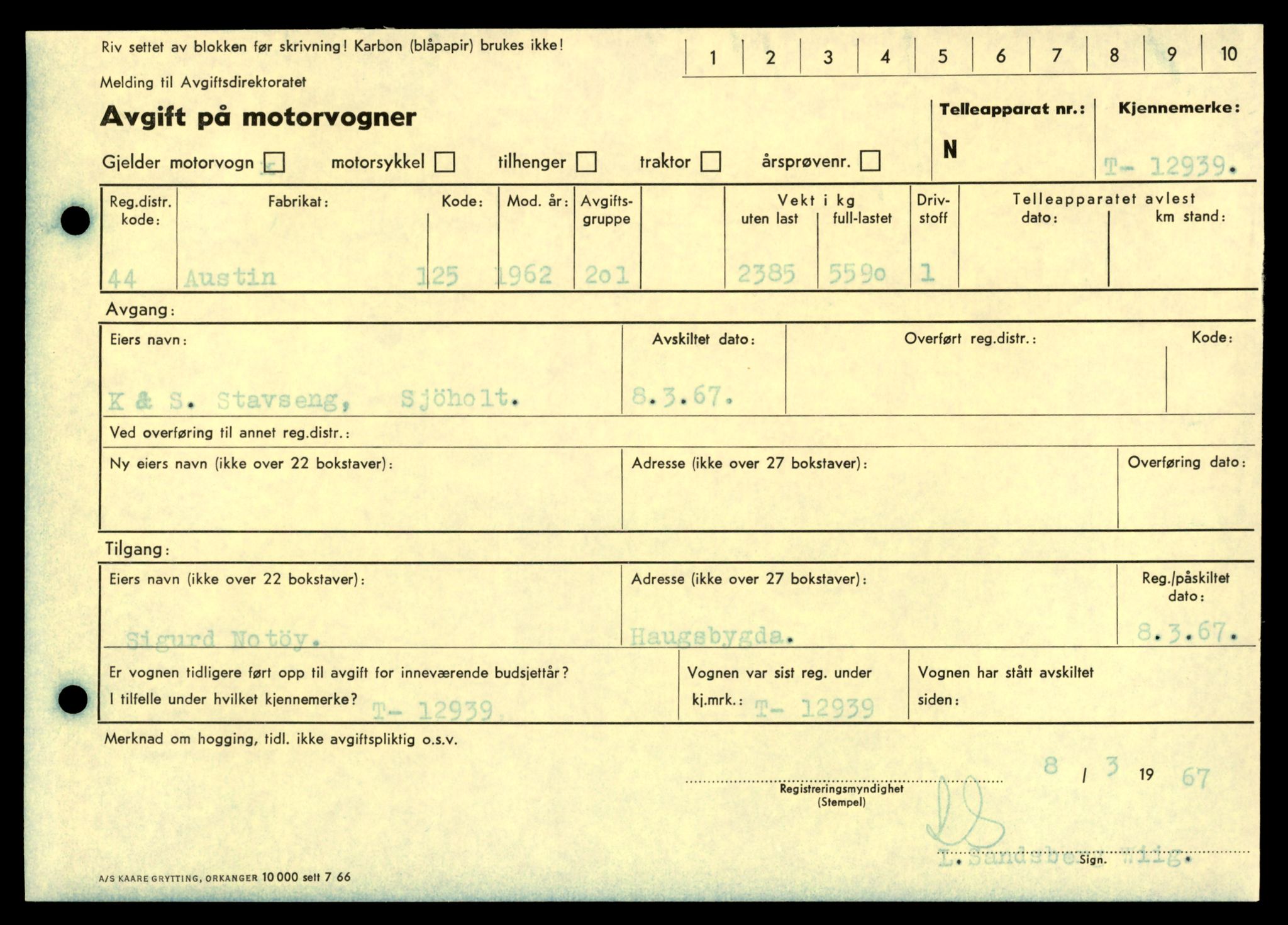 Møre og Romsdal vegkontor - Ålesund trafikkstasjon, AV/SAT-A-4099/F/Fe/L0036: Registreringskort for kjøretøy T 12831 - T 13030, 1927-1998, s. 1701