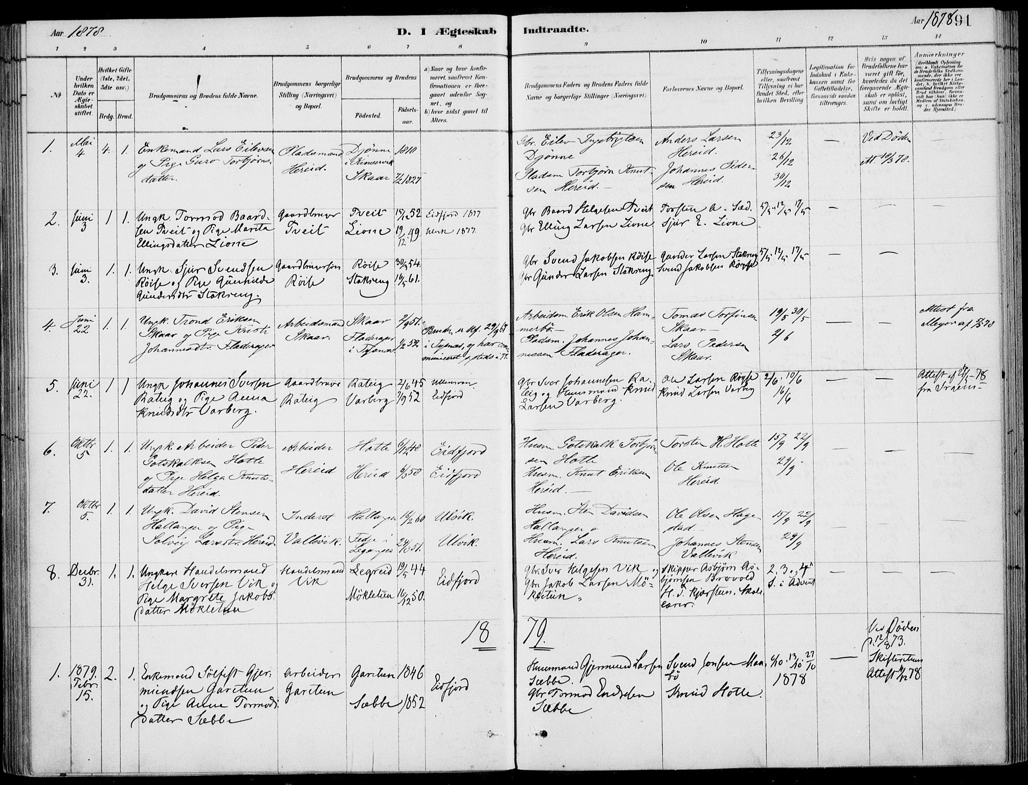 Ulvik sokneprestembete, AV/SAB-A-78801/H/Haa: Ministerialbok nr. D  1, 1878-1903, s. 91