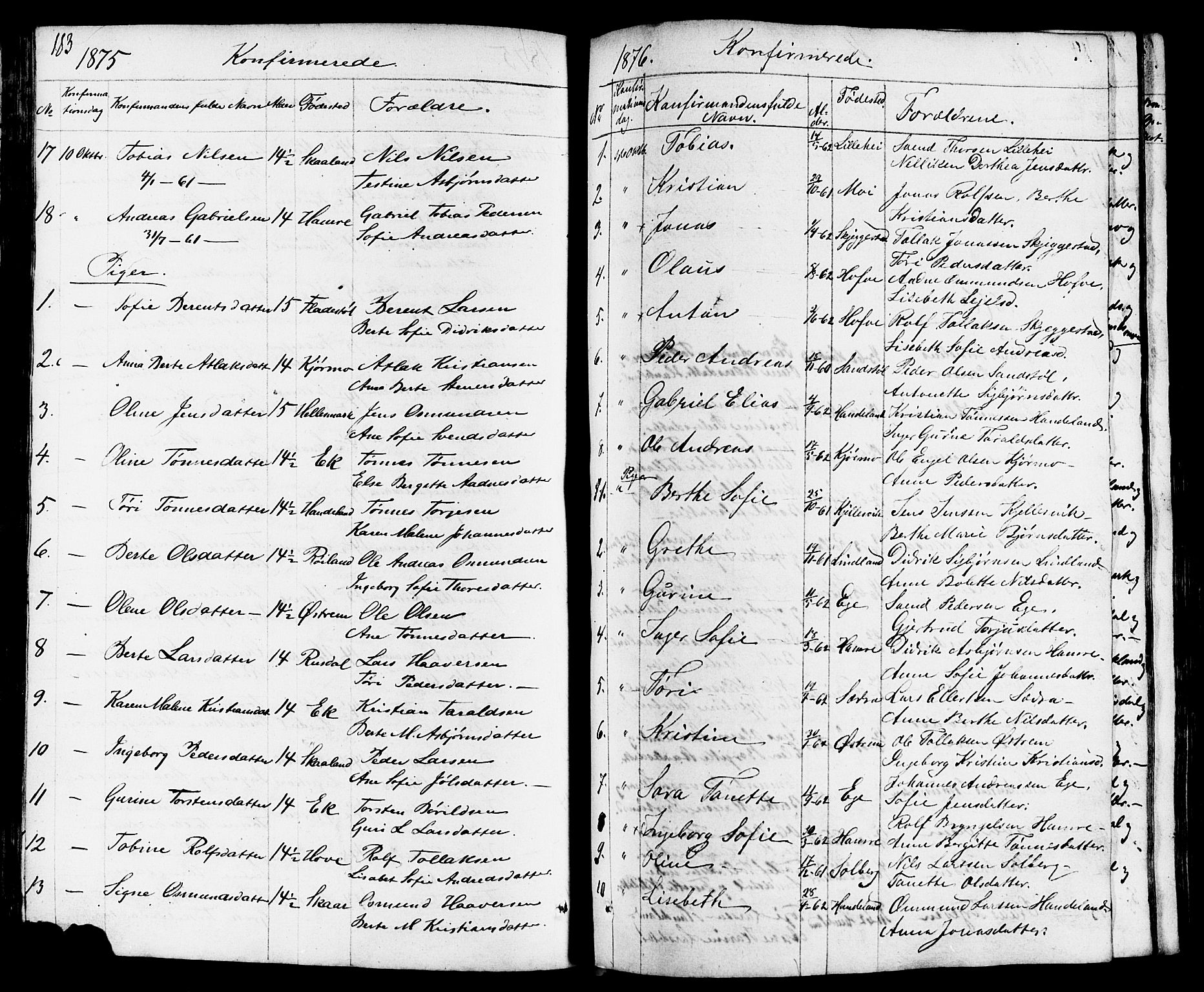 Lund sokneprestkontor, AV/SAST-A-101809/S07/L0003: Klokkerbok nr. B 3, 1848-1885, s. 183
