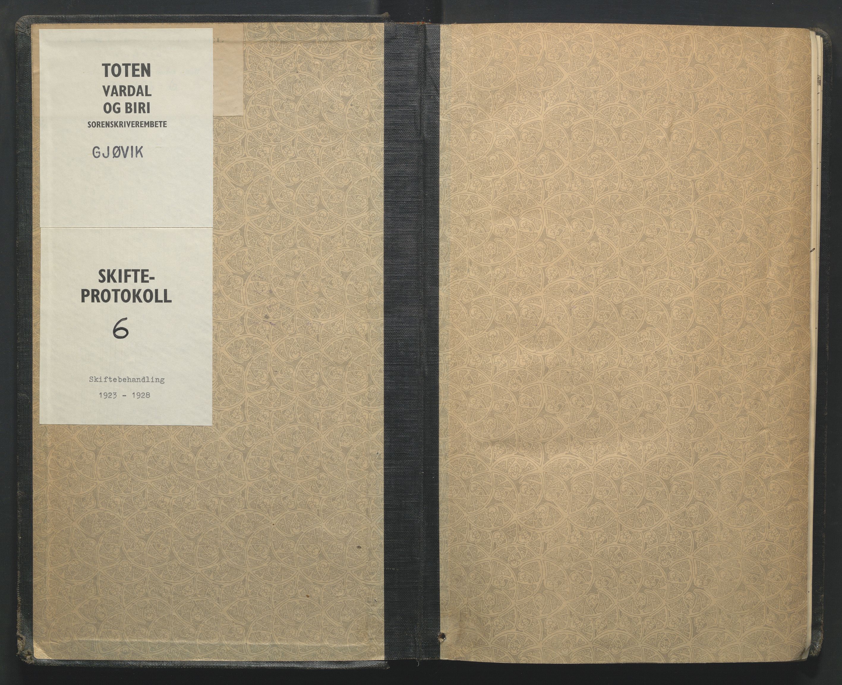 Toten tingrett, SAH/TING-006/J/Jg/L0006: Skiftebehandlingsprotokoll - Gjøvik, 1923-1928