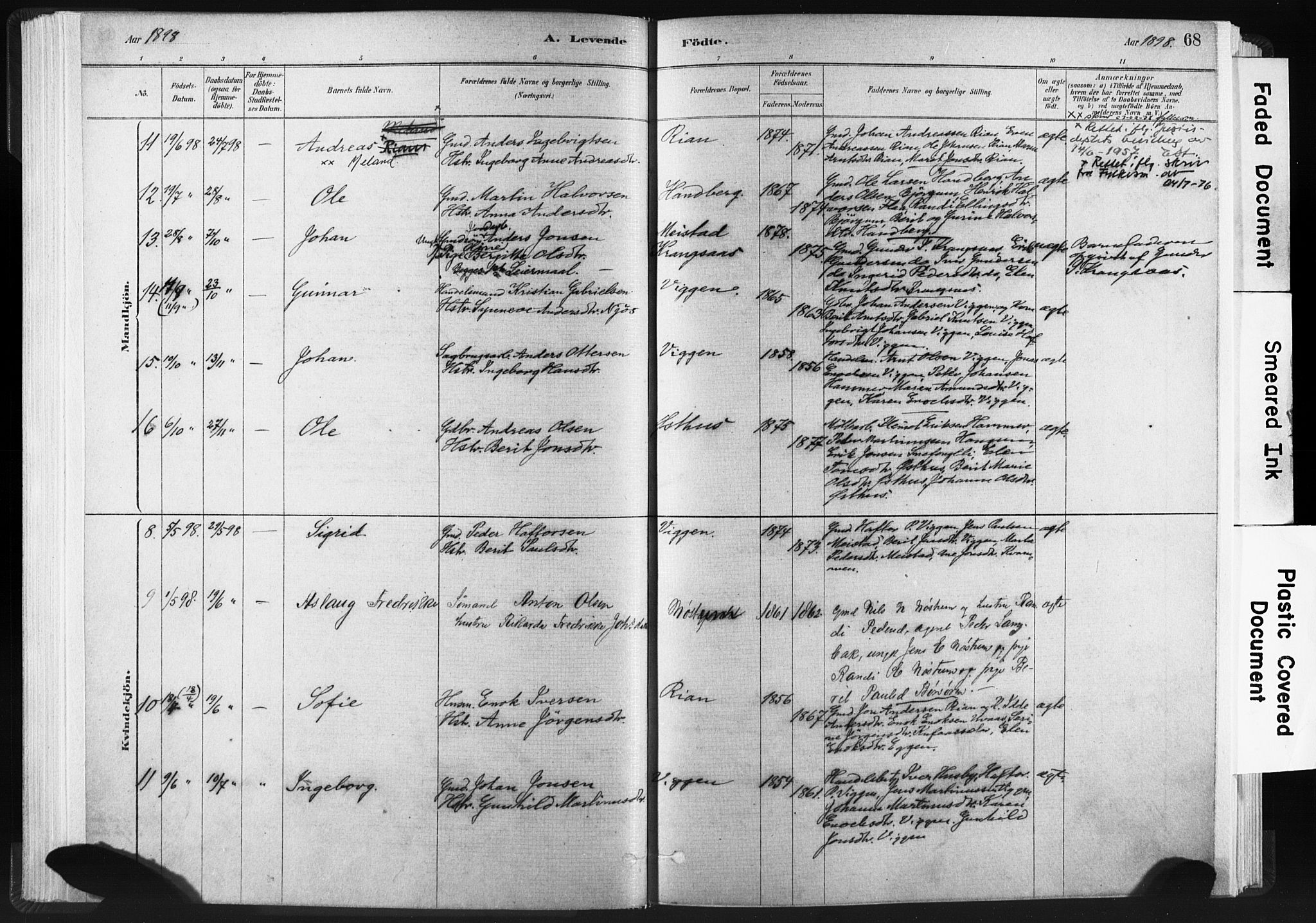 Ministerialprotokoller, klokkerbøker og fødselsregistre - Sør-Trøndelag, SAT/A-1456/665/L0773: Ministerialbok nr. 665A08, 1879-1905, s. 68