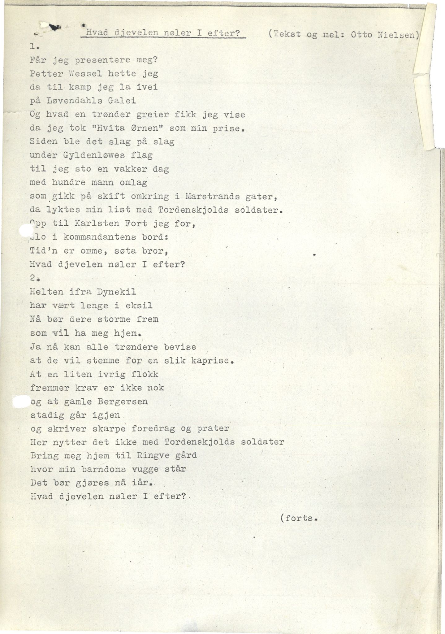 Otto Nielsen, TRKO/PA-1176/F/L0016/0270: Noter / Hvad djevelen nøler I efter_tekst, 1966